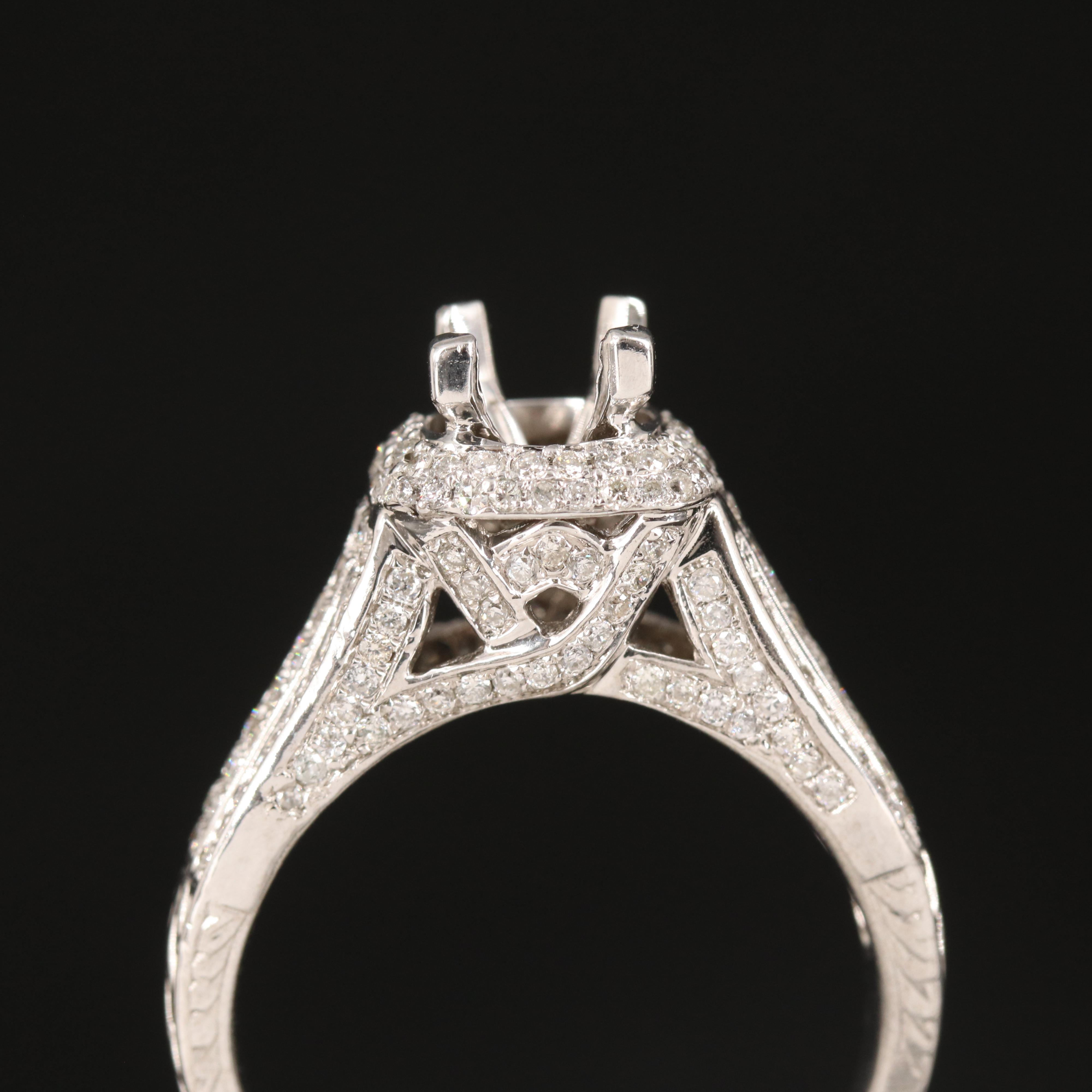 14K 1.00 CTW Diamond Semi Mount Ring