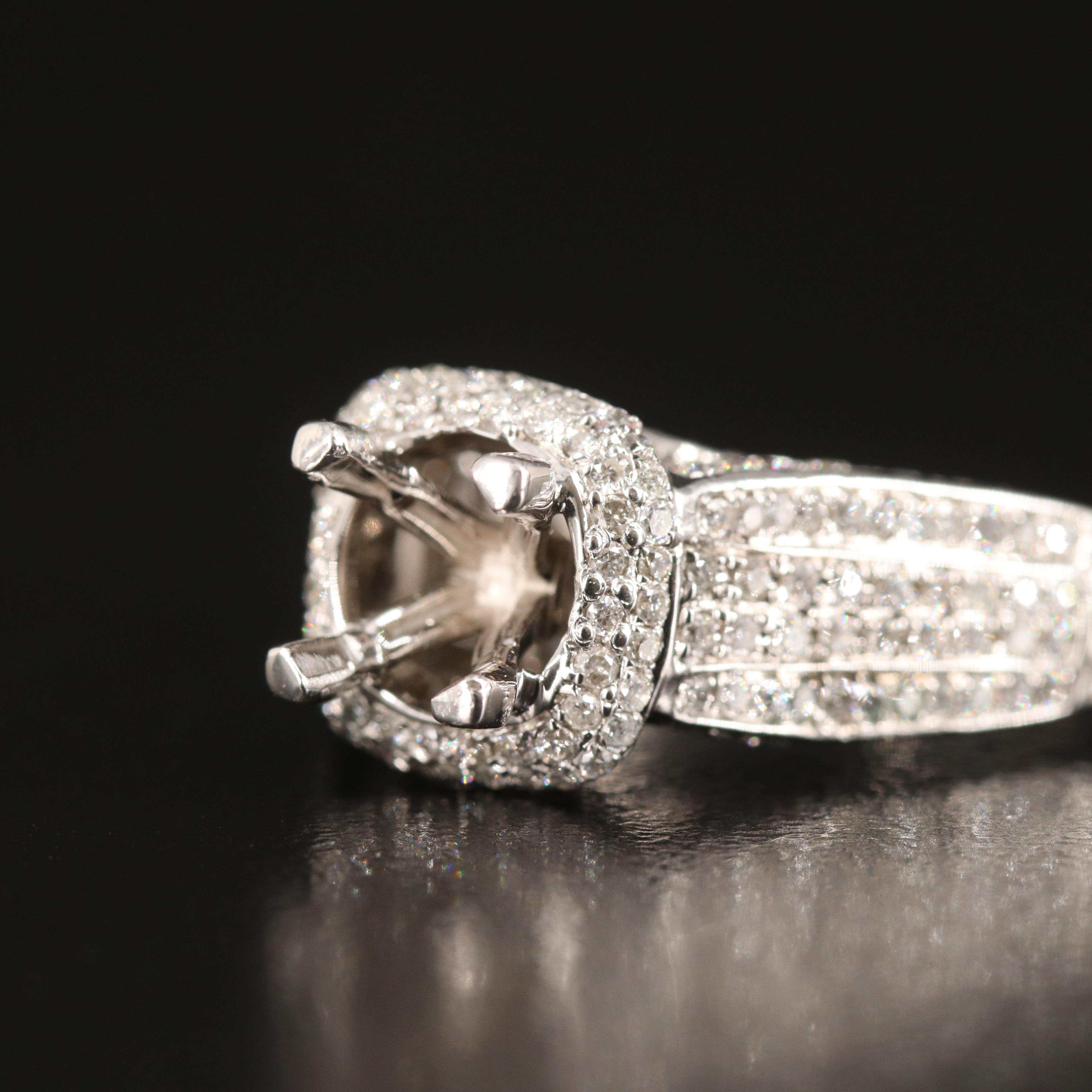 14K 1.00 CTW Diamond Semi Mount Ring