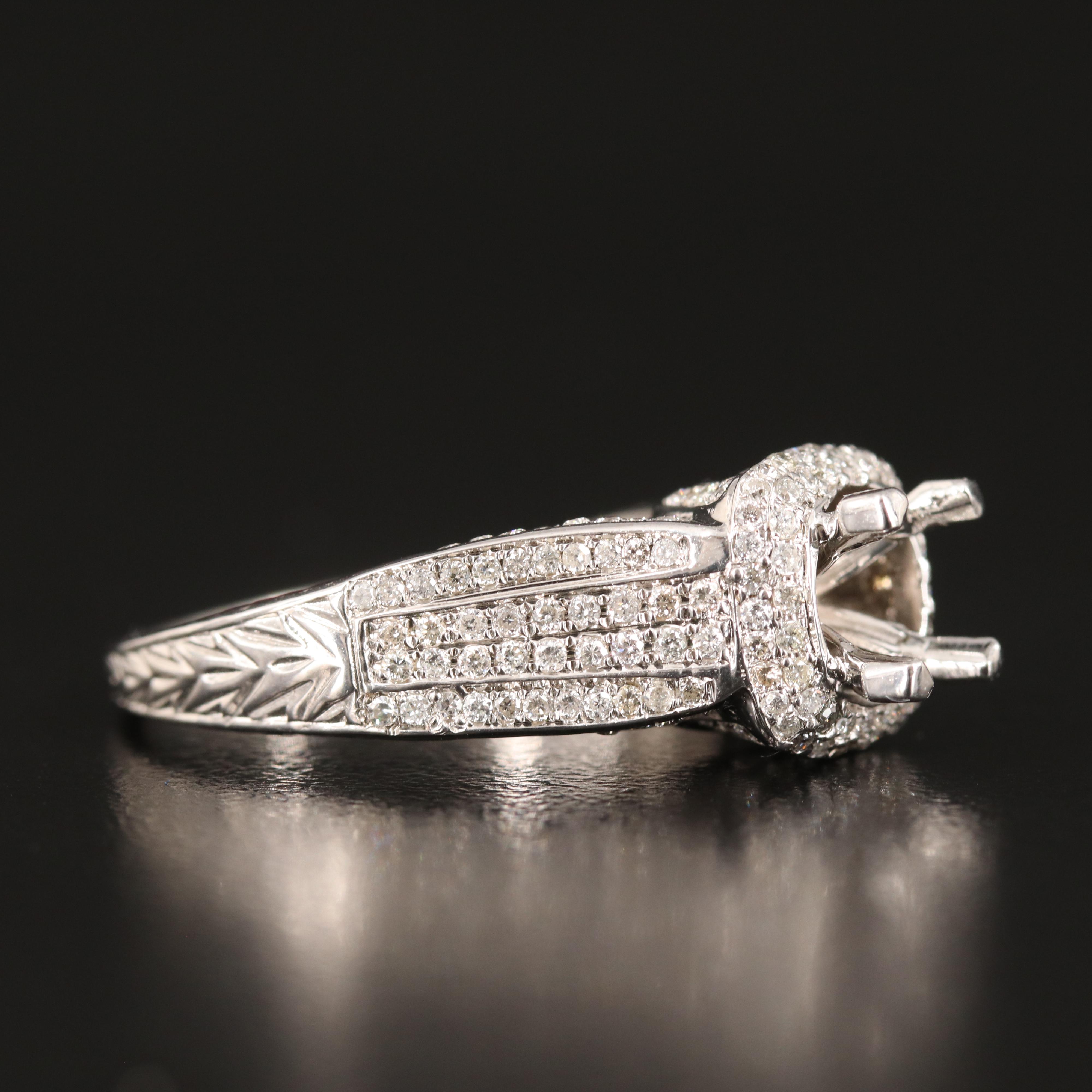 14K 1.00 CTW Diamond Semi Mount Ring