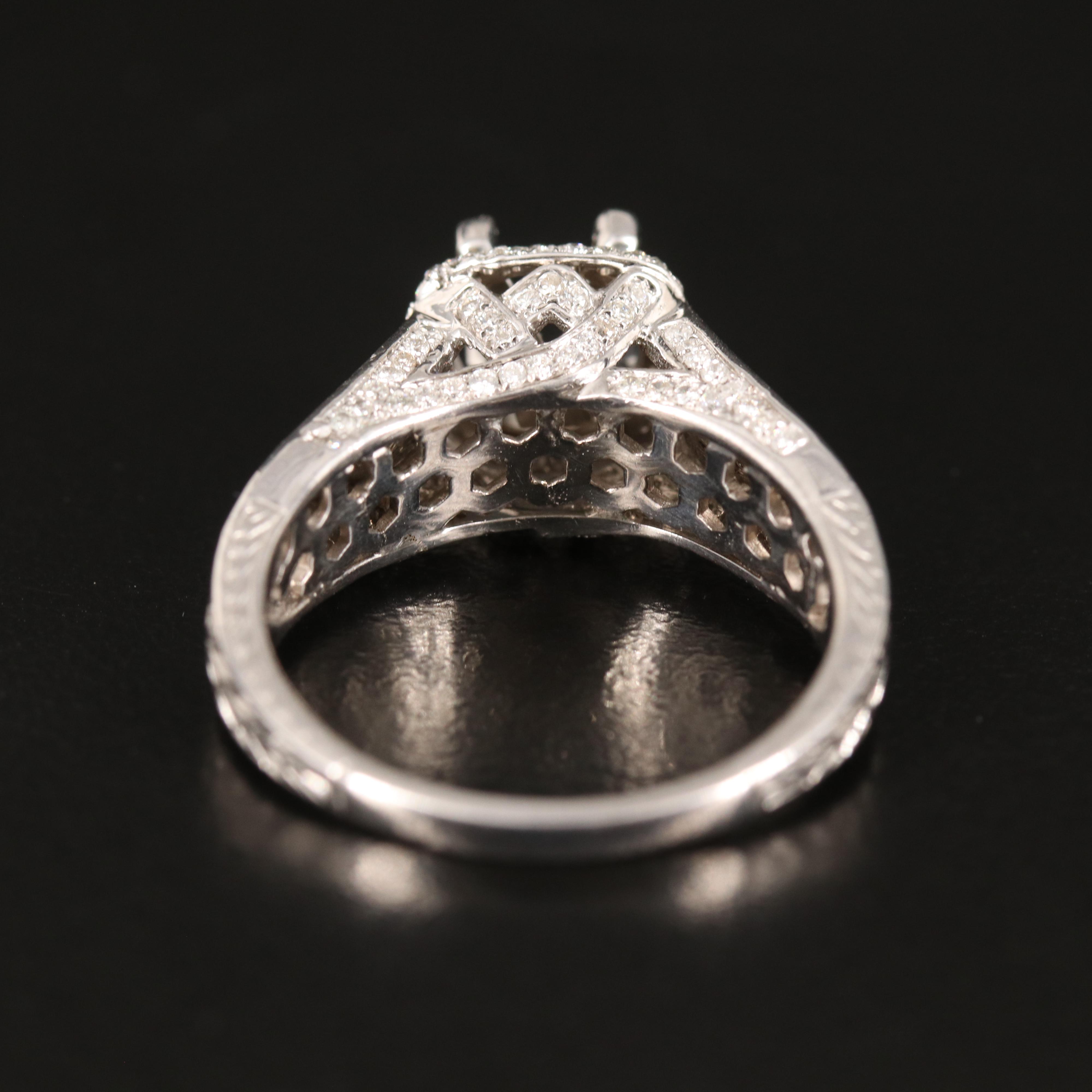 14K 1.00 CTW Diamond Semi Mount Ring