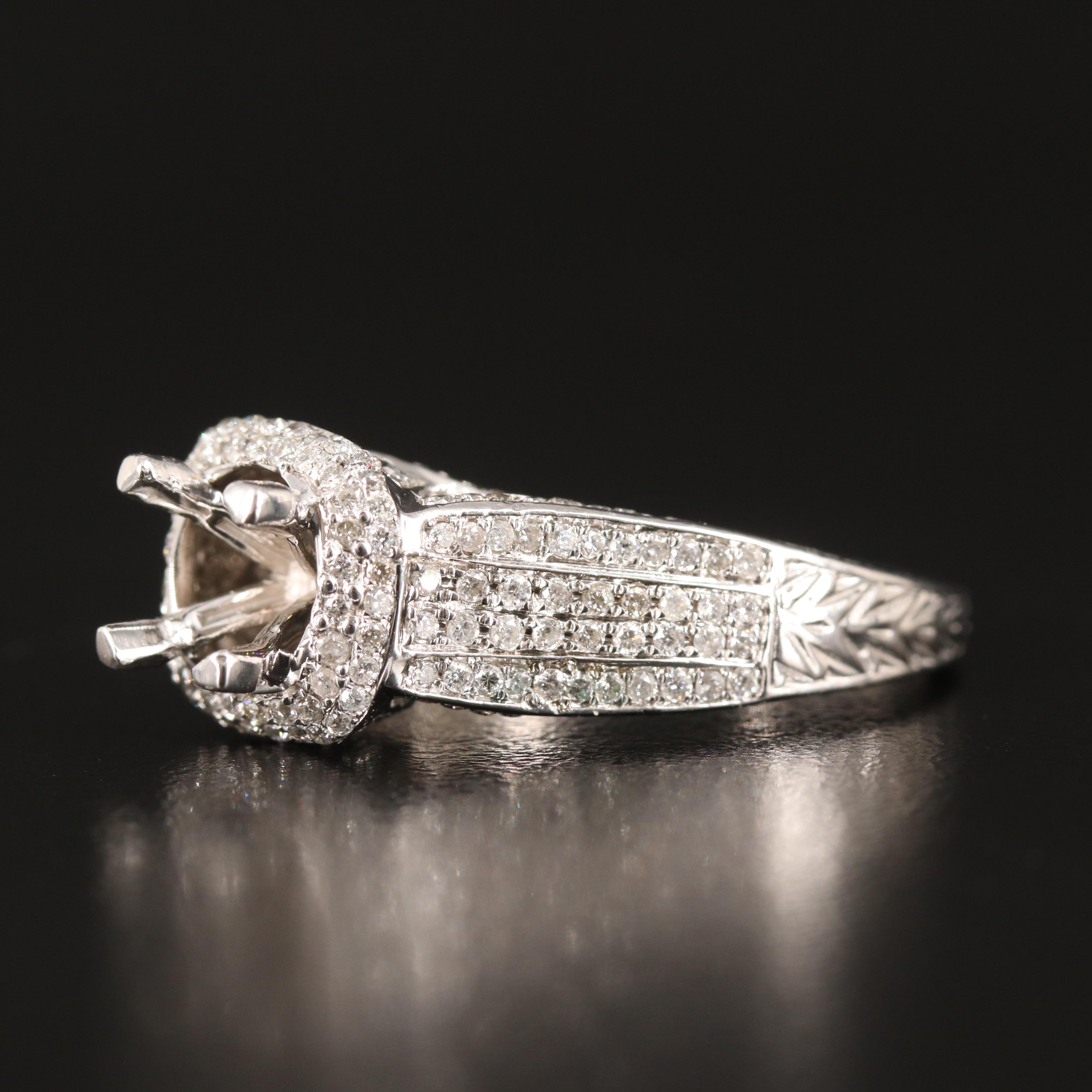 14K 1.00 CTW Diamond Semi Mount Ring