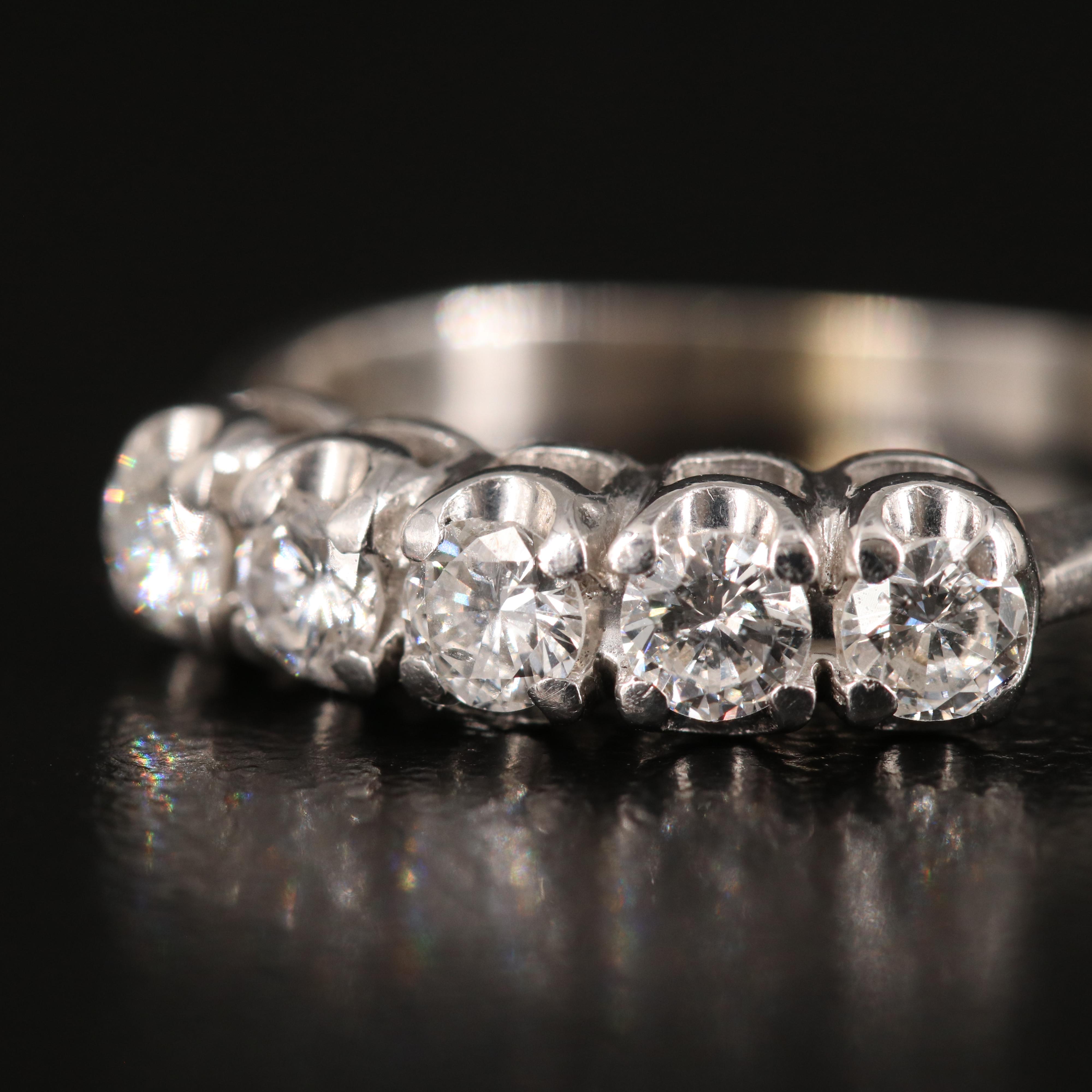 14K 0.70 CTW Diamond Five Stone Ring