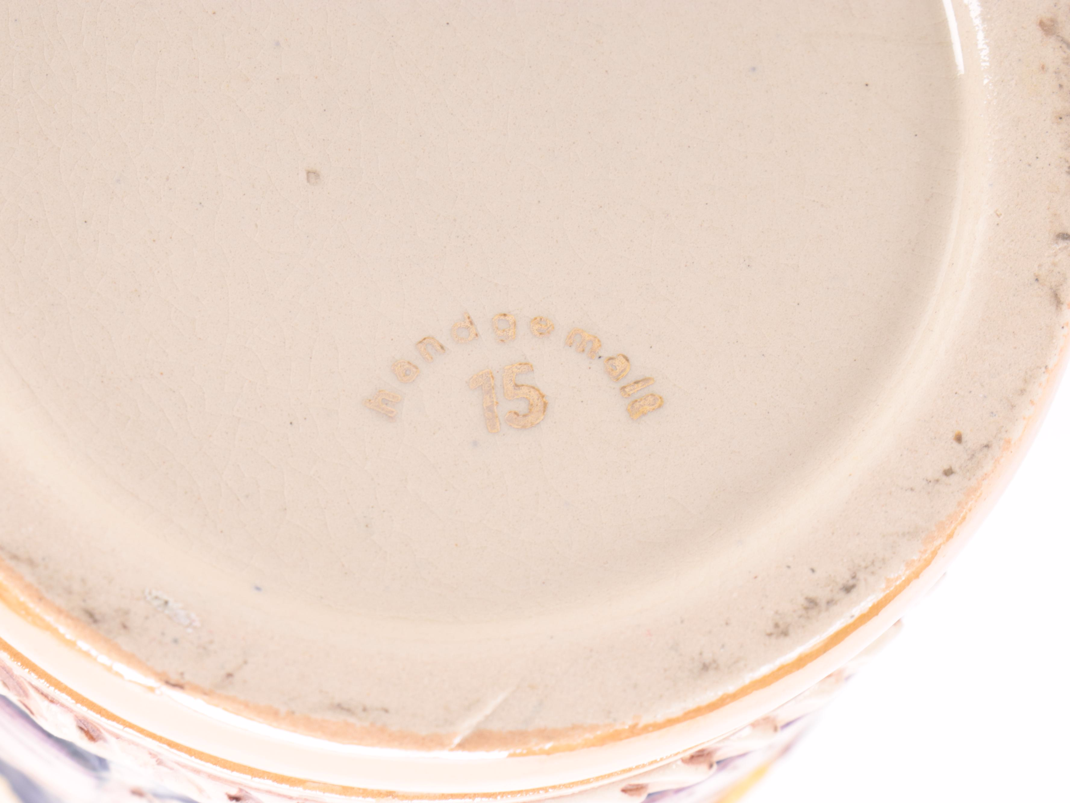 German Molded Earthenware Beer Steins with Other Copper Pitcher