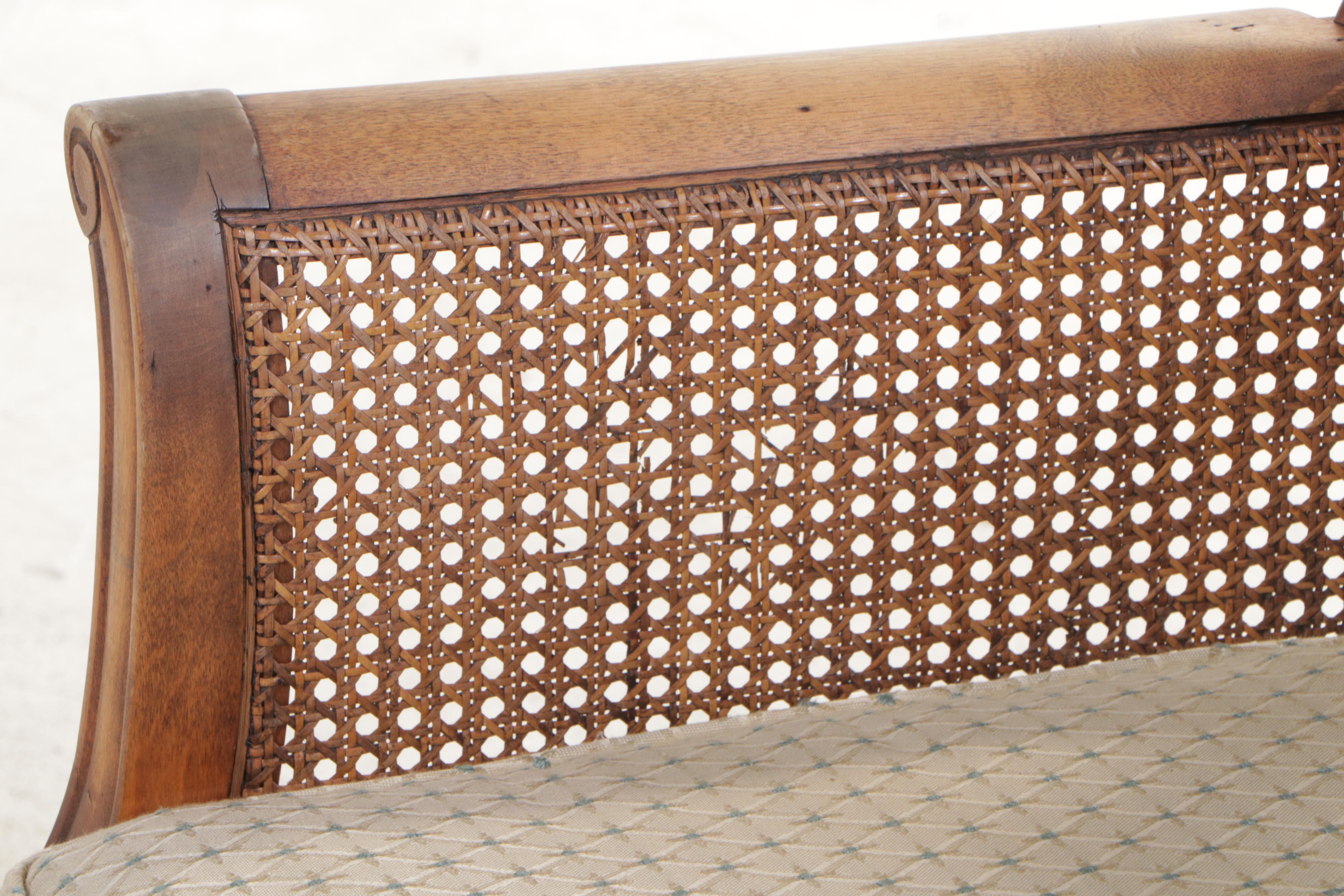 Louis XVI Style Carved Hardwood and Caned Bergère avec Orielles, 20th Century