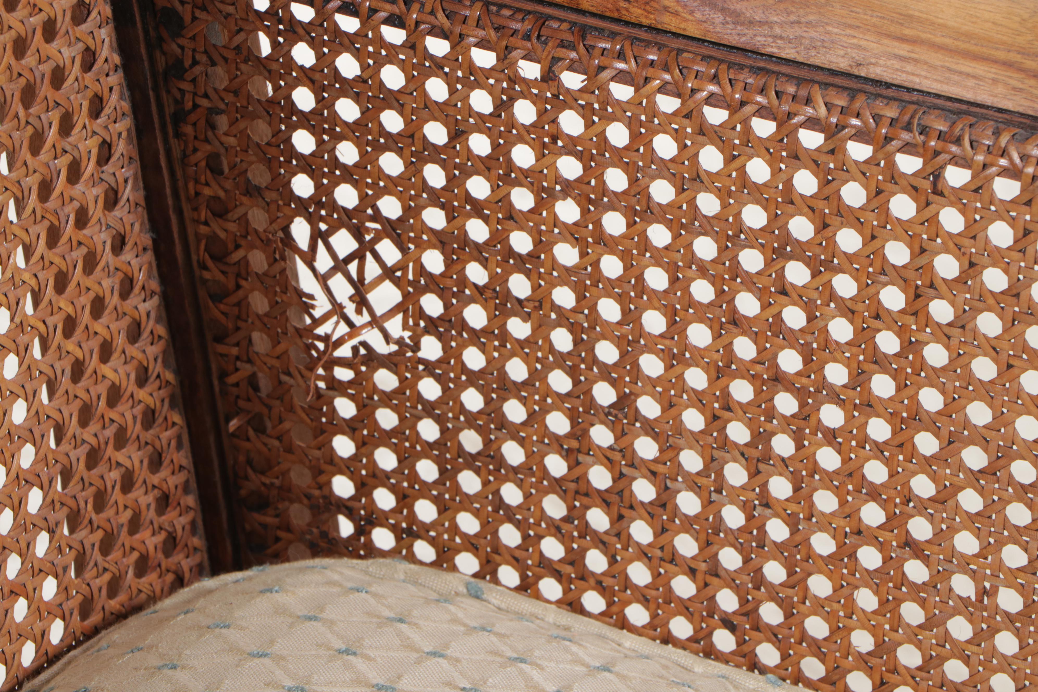 Louis XVI Style Carved Hardwood and Caned Bergère avec Orielles, 20th Century