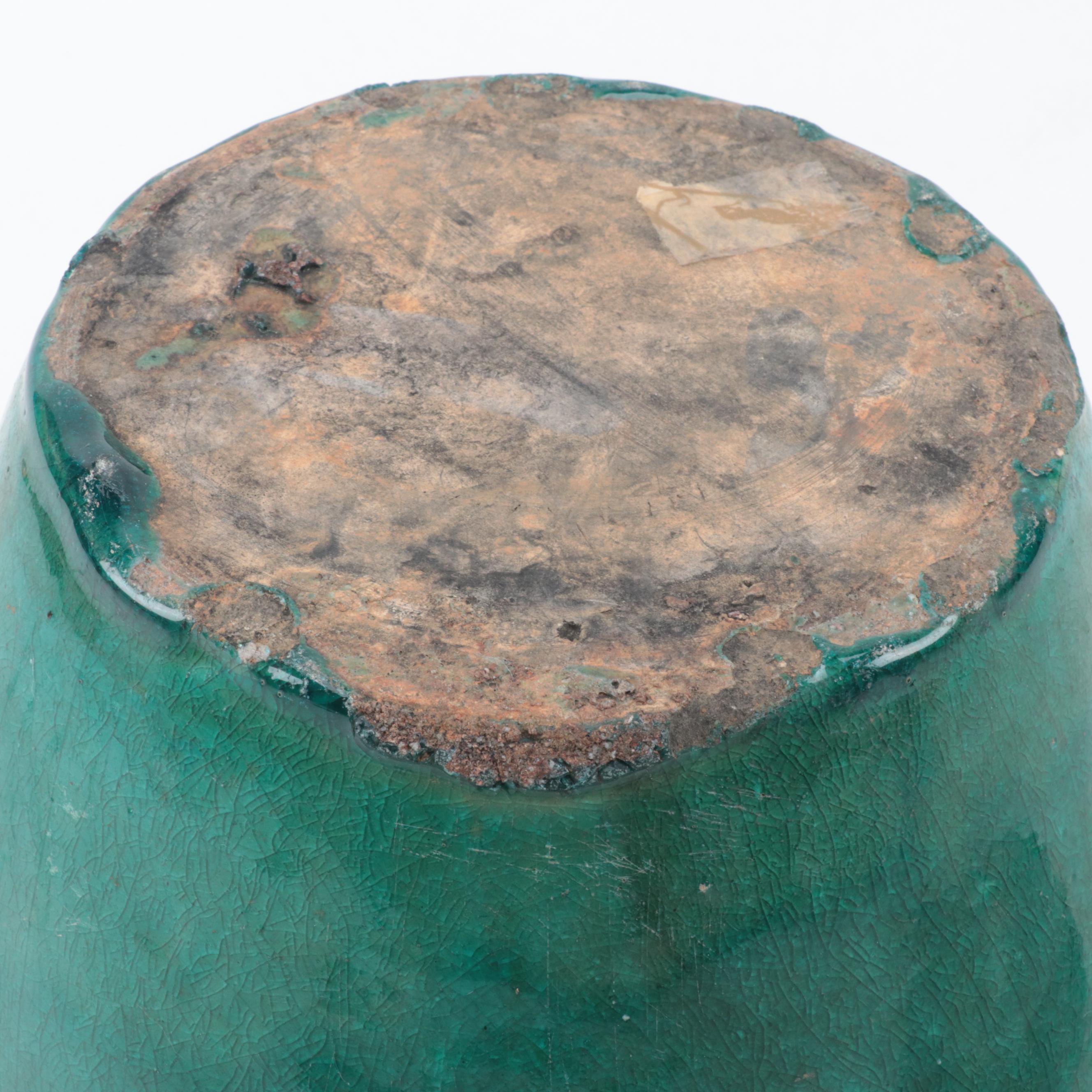 Chinese Turquoise Glazed Pot on Carved Rosewood Stand