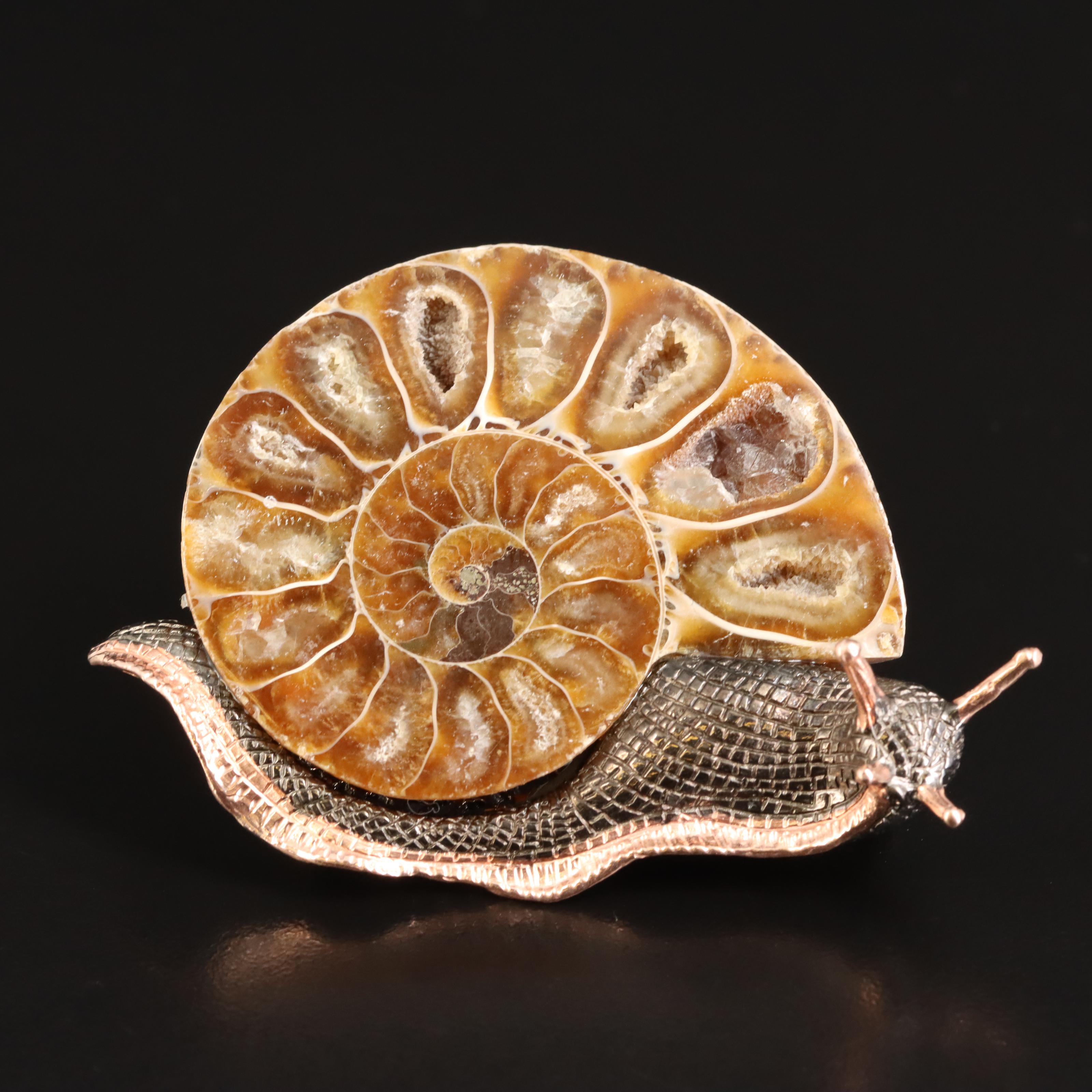 Sterling Ammonite Snail Brooch