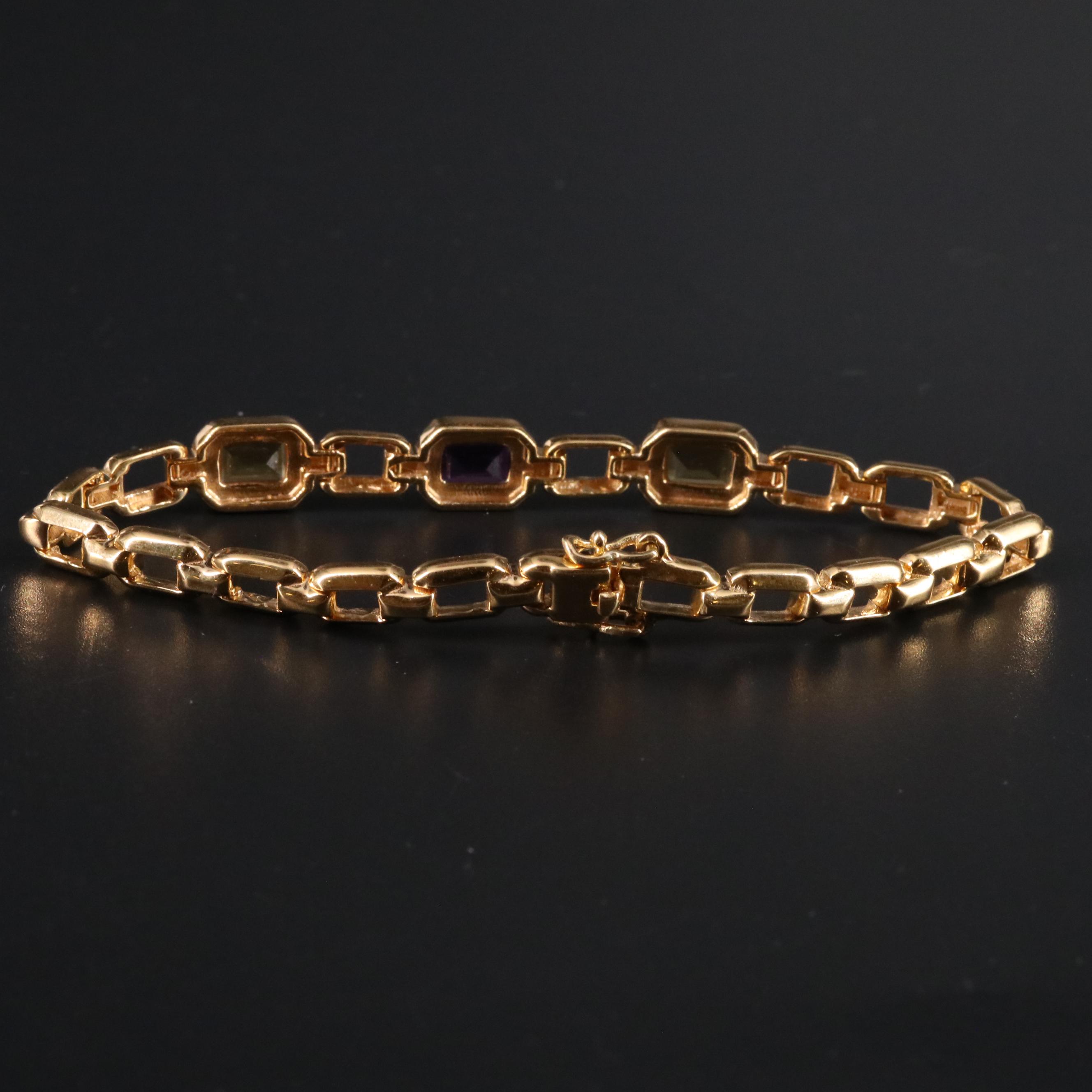 Sterling Silver Bracelet with Gemstone Accents