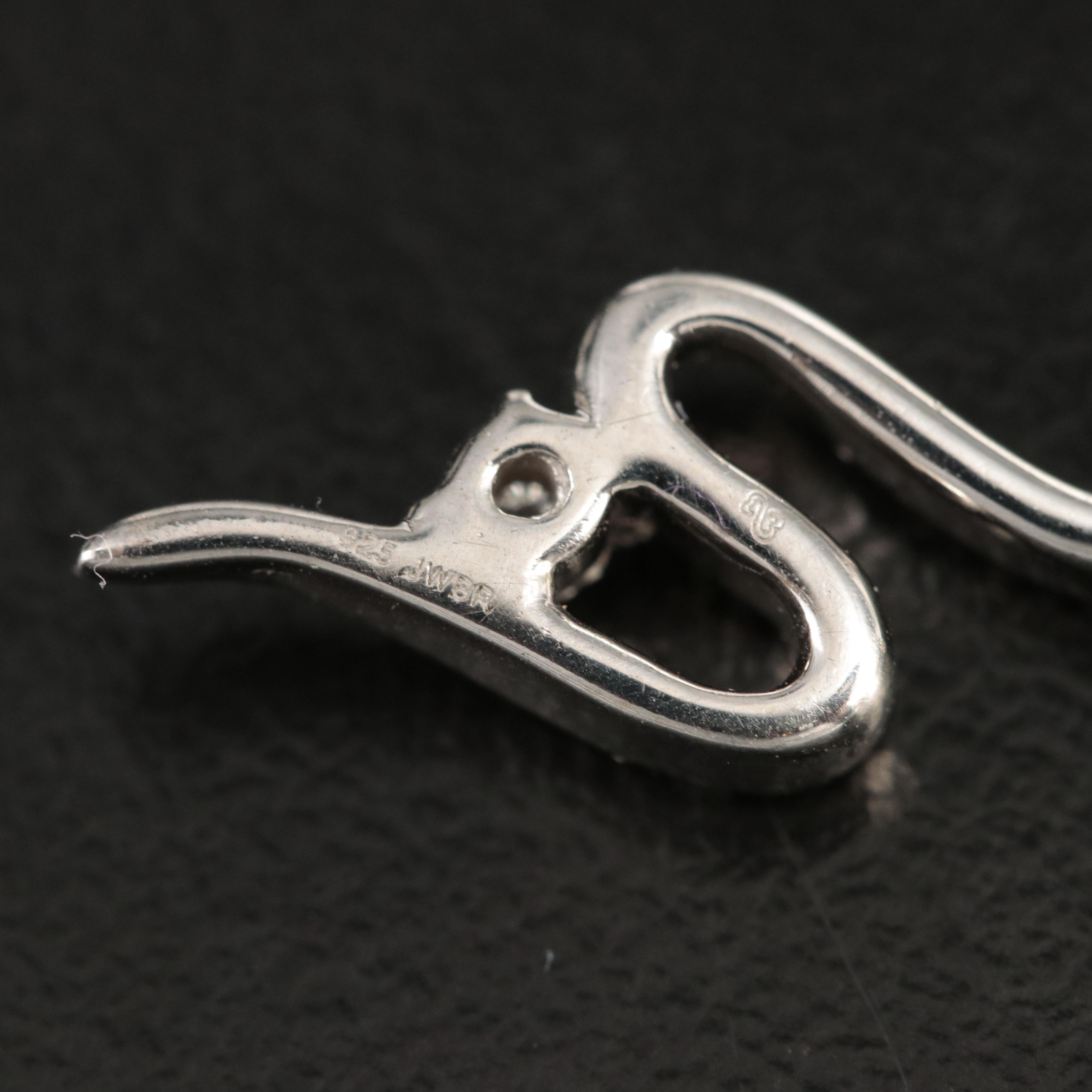 Sterling Diamond Hoop Earrings with Drops