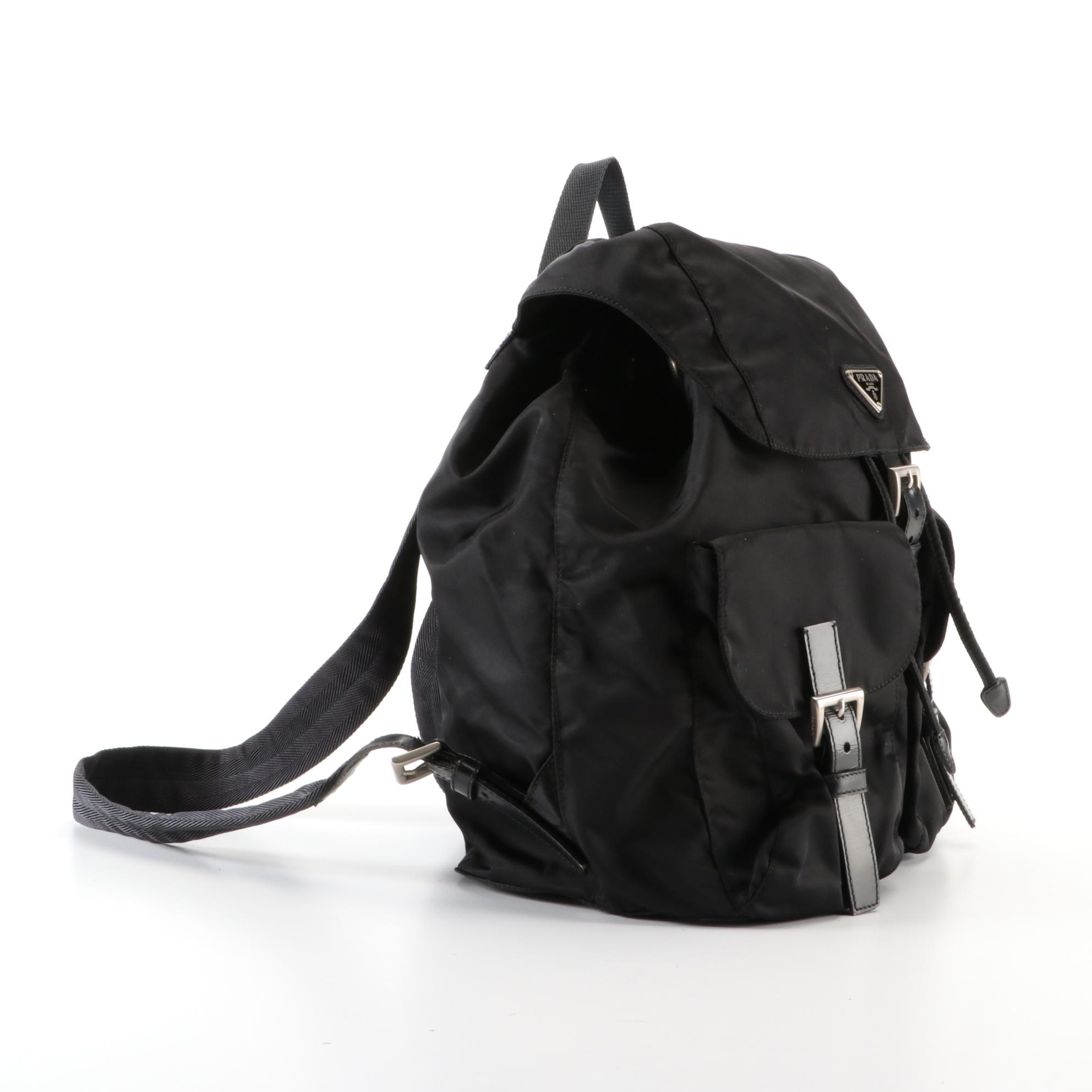 Prada Small Rucksack Backpack in Black Nylon Gabardine and Leather