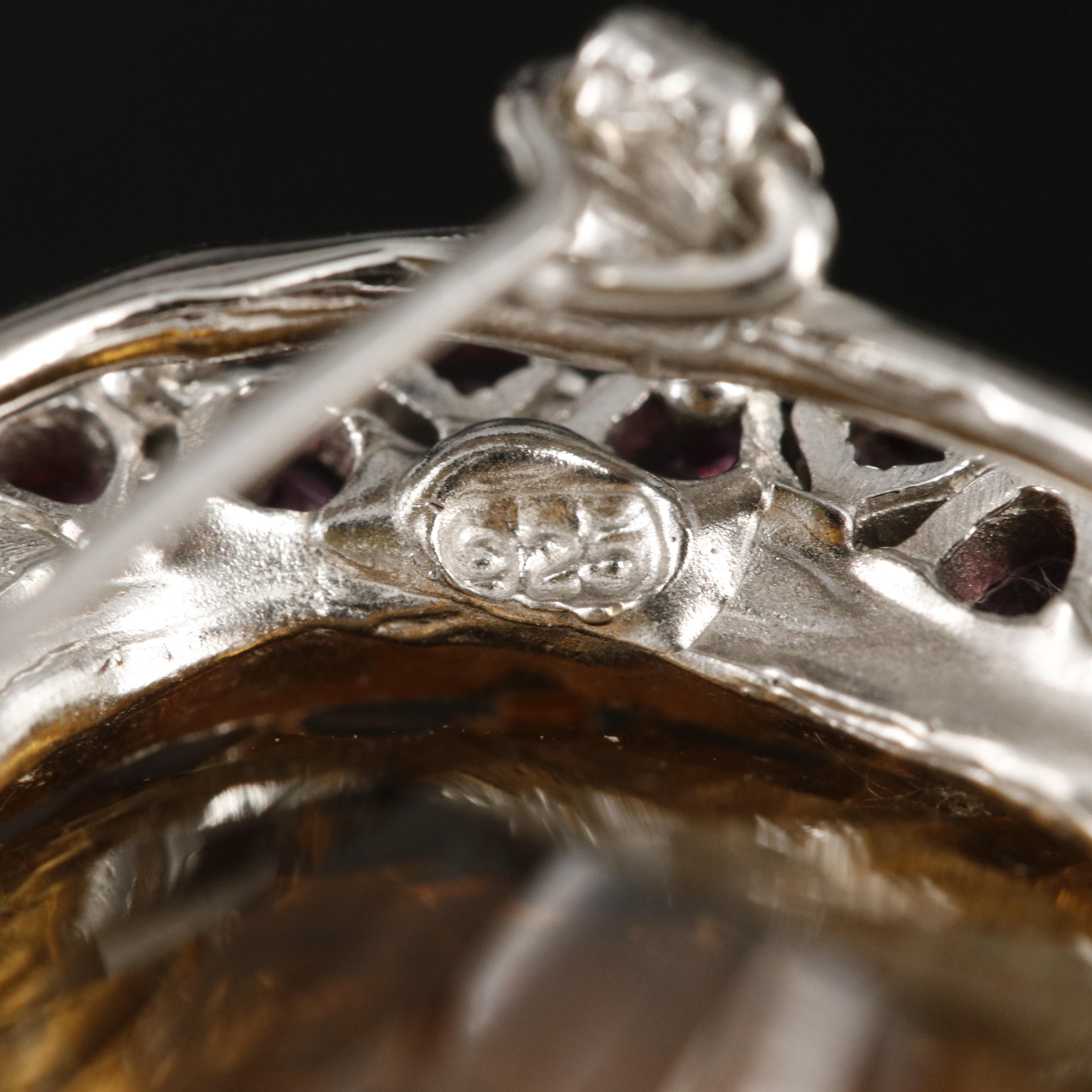 Sterling Citrine and Rhodolite Garnet Brooch