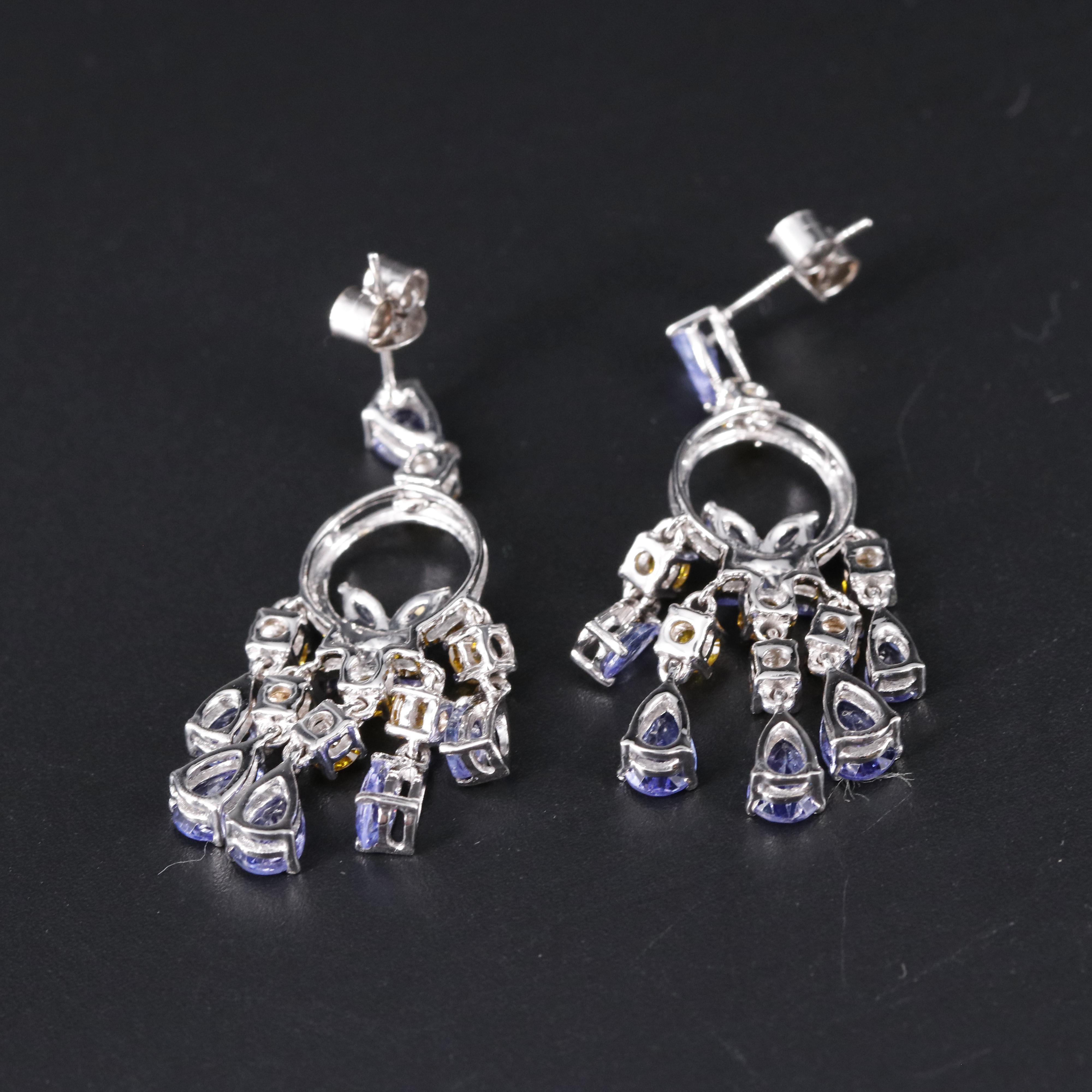 14K Tanzanite and Lab Grown Yellow Diamond Earrings