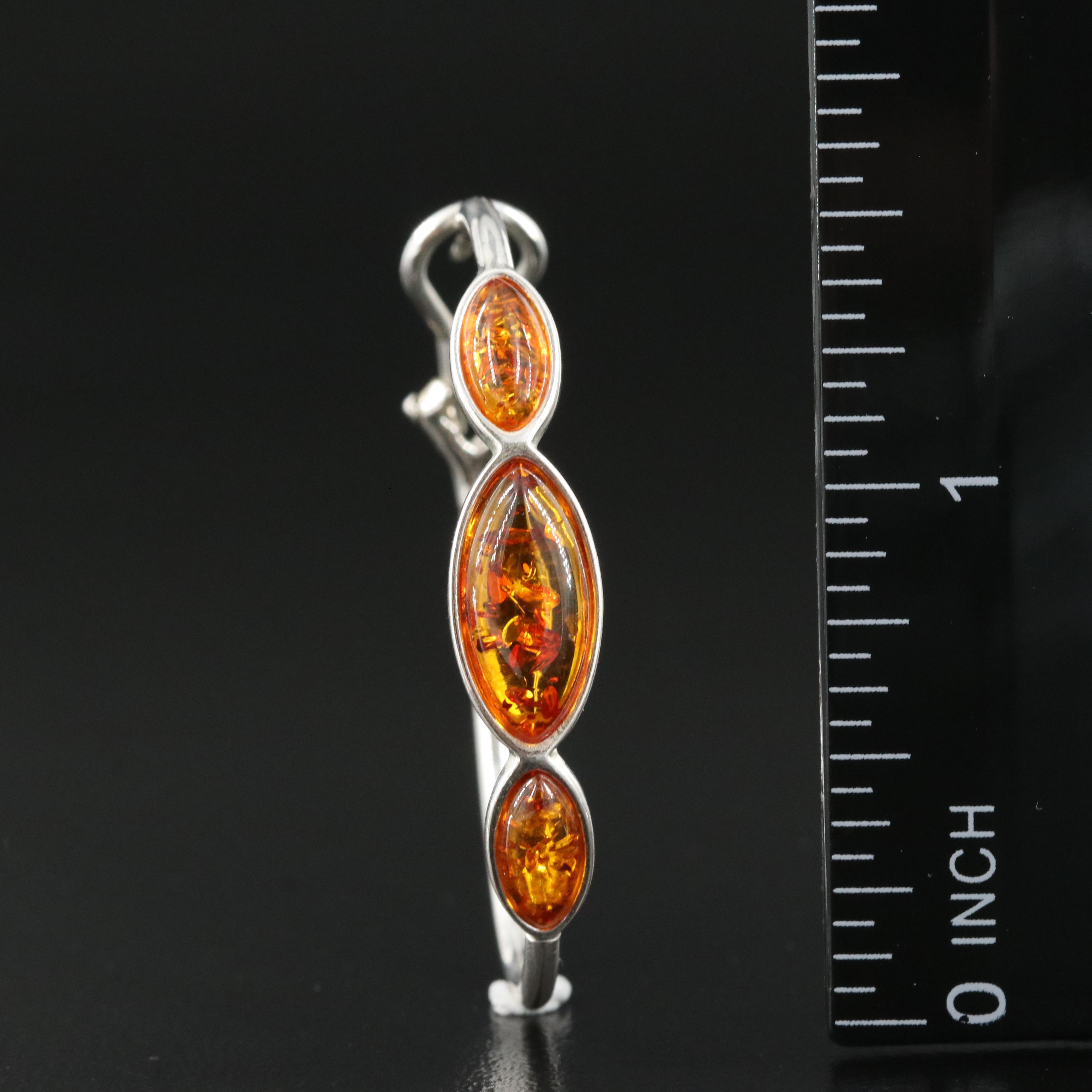 Polish Sterling Amber Oval Hoop Earrings