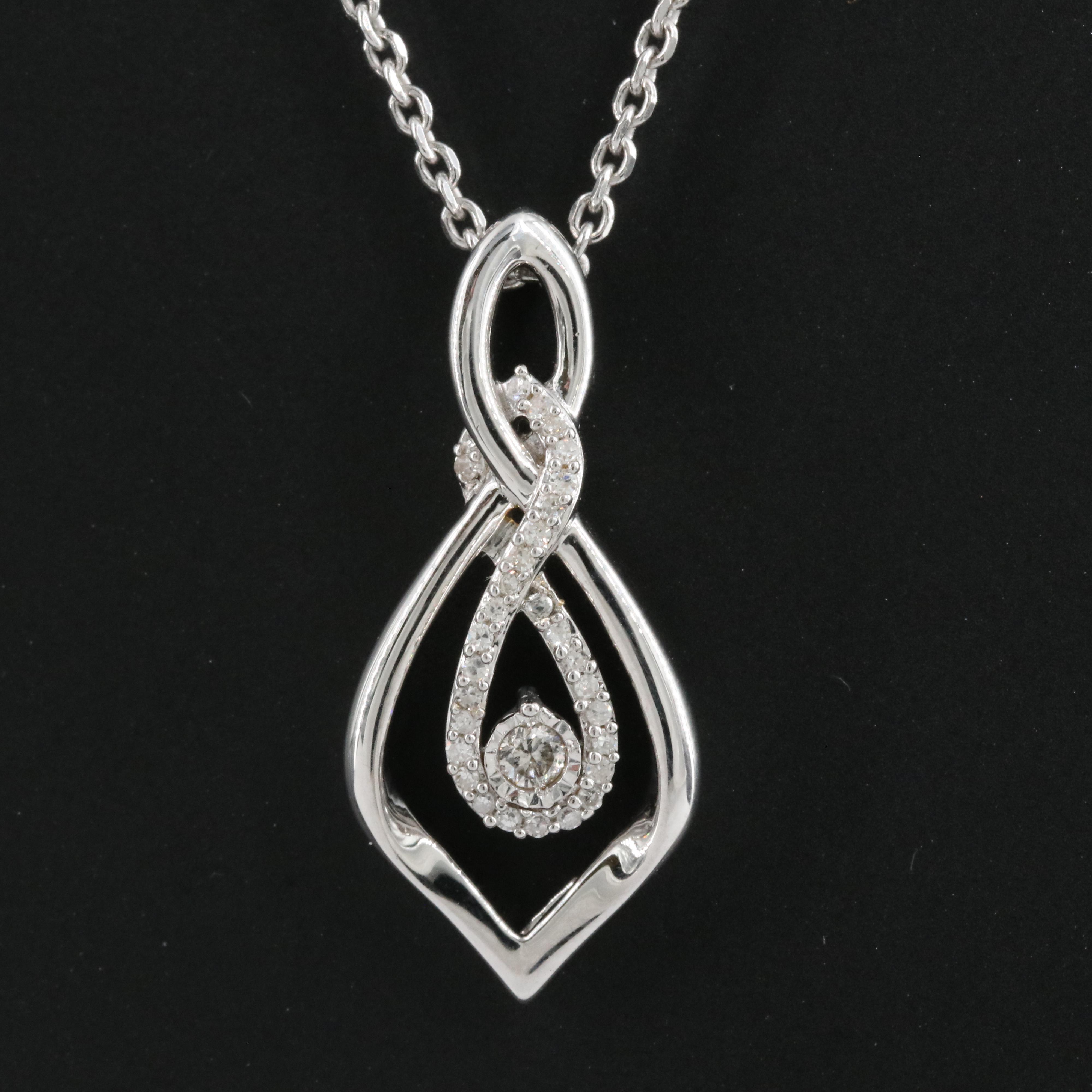 Sterling Diamond Pendant Necklace