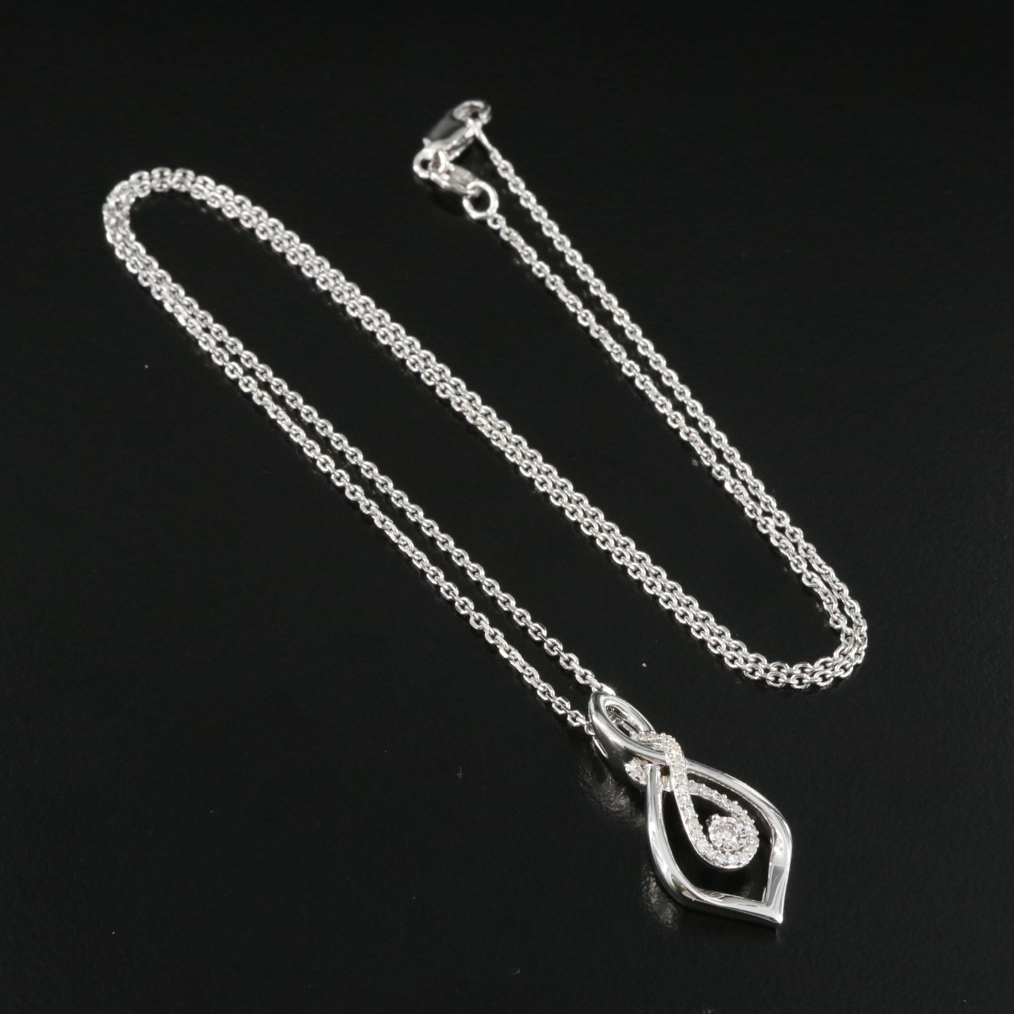 Sterling Diamond Pendant Necklace