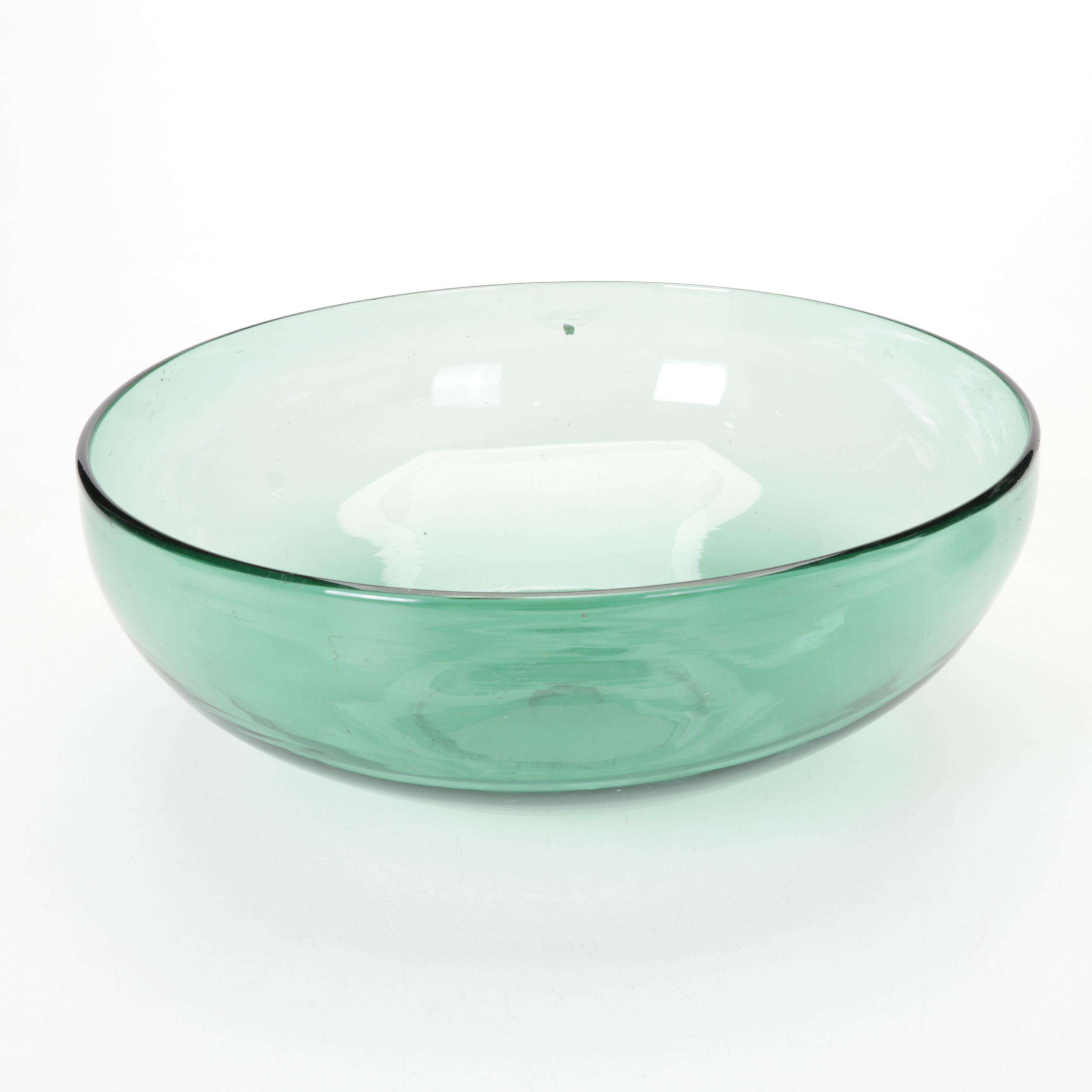 Viking Green Blown Glass Bowls and Swung Pitcher, Mid-20th Century