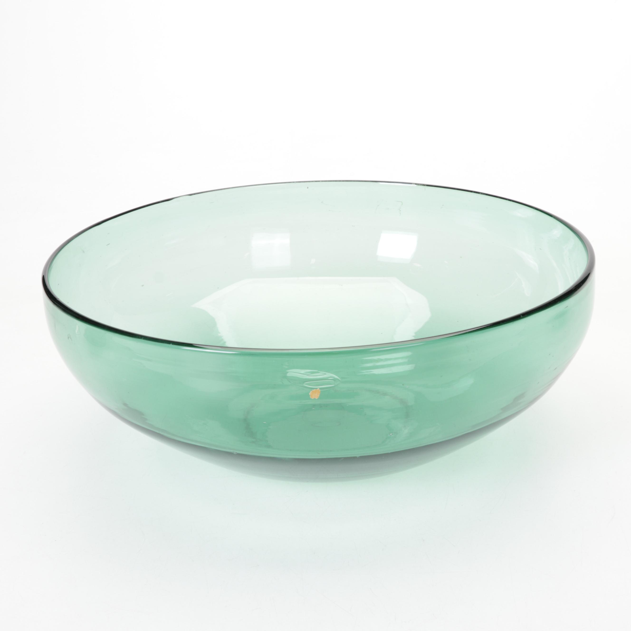 Viking Green Blown Glass Bowls and Swung Pitcher, Mid-20th Century