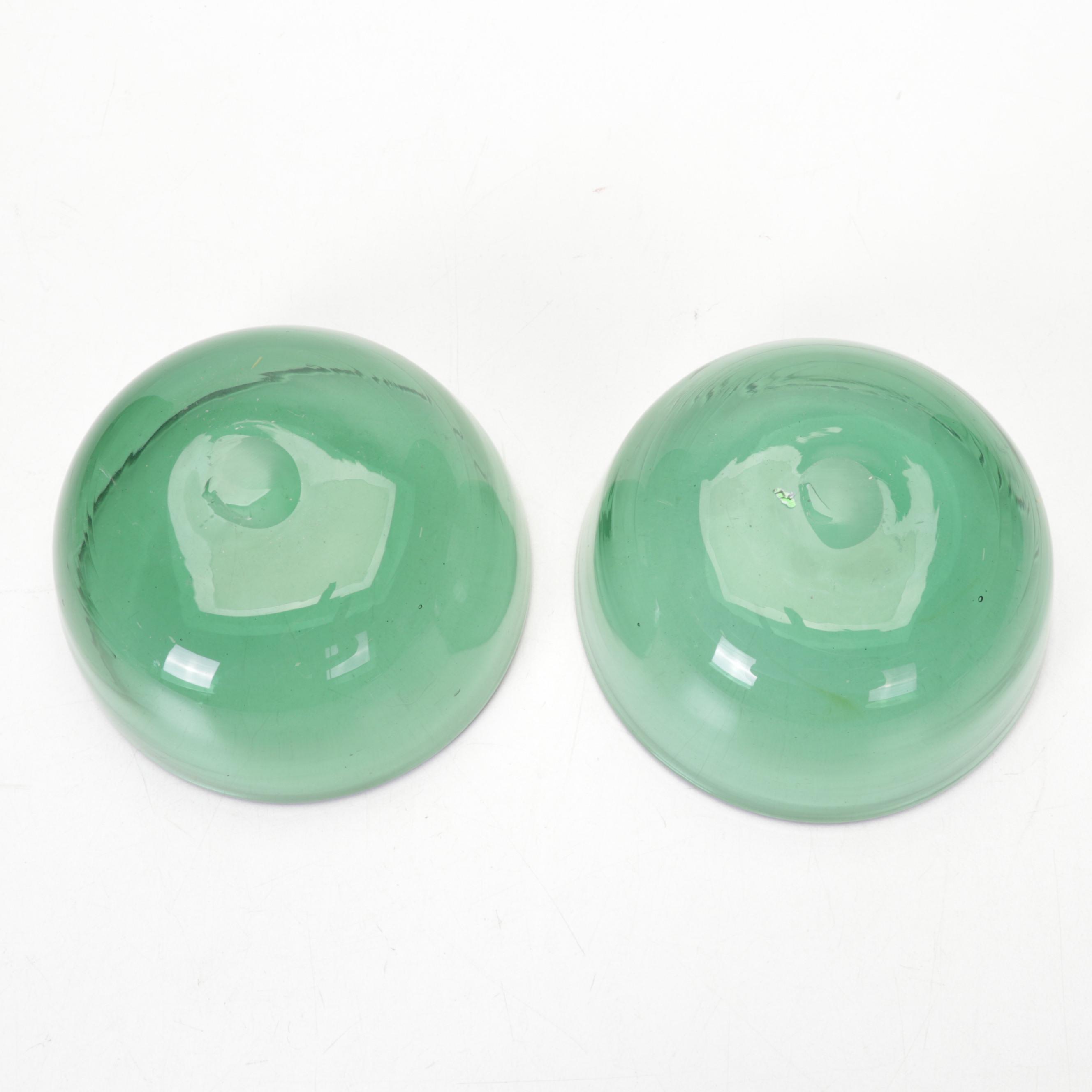 Viking Green Blown Glass Bowls and Swung Pitcher, Mid-20th Century