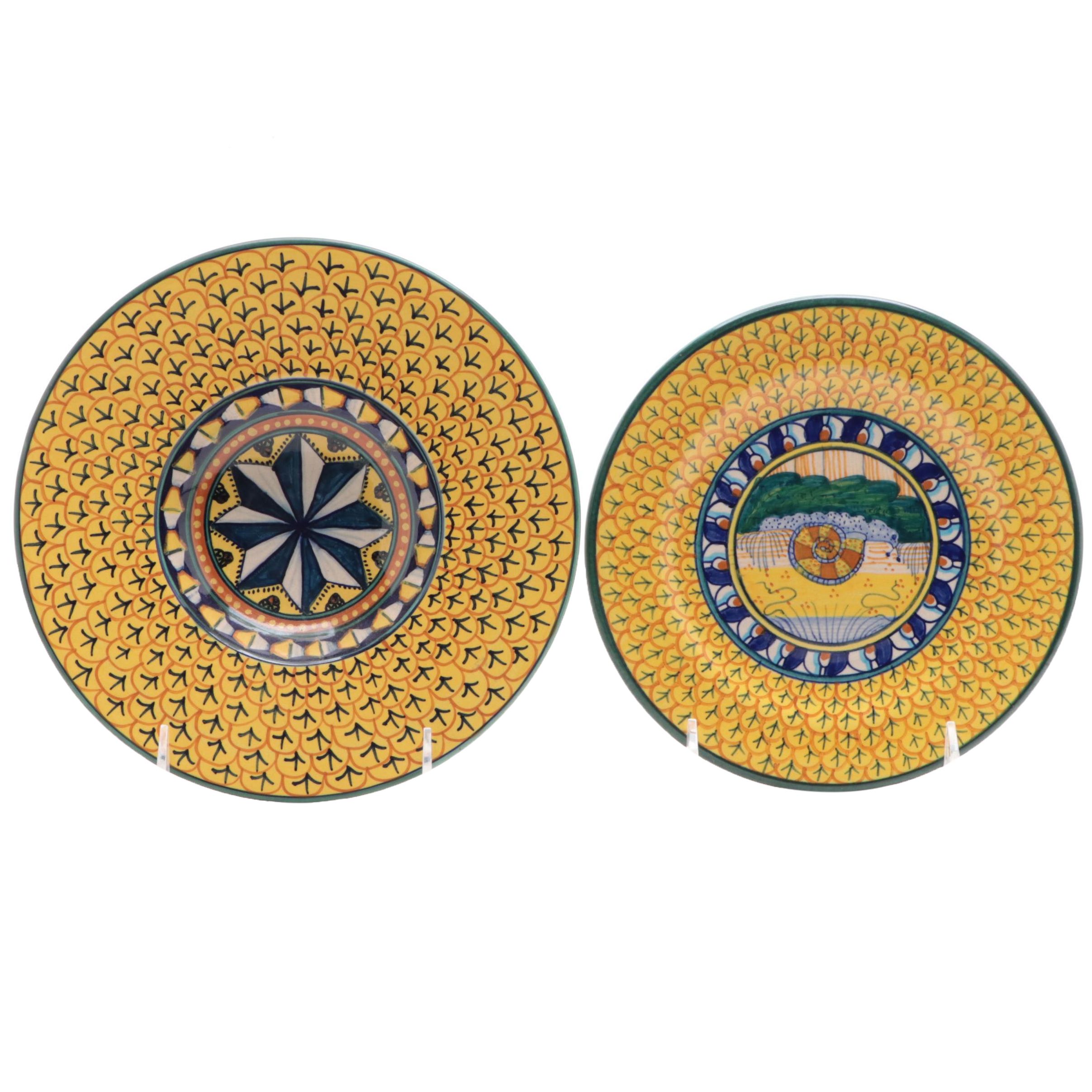Two Geribi of Deruta Italian Majolica Earthenware Plates