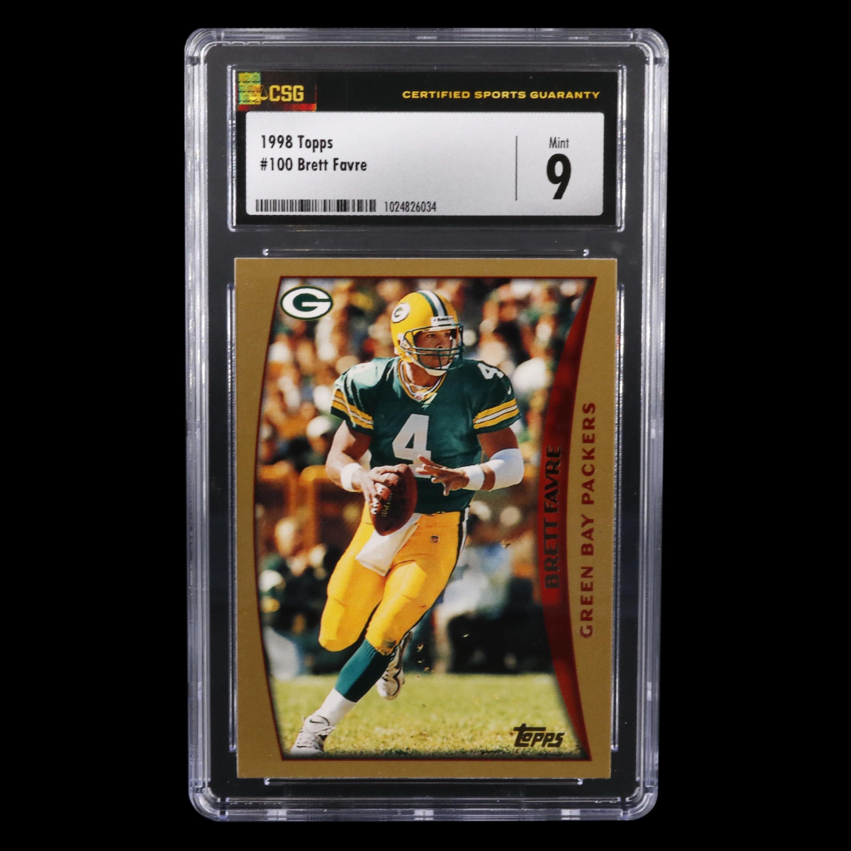1998 Topps Brett Favre #100 Graded CSG 9 Mint Football Card