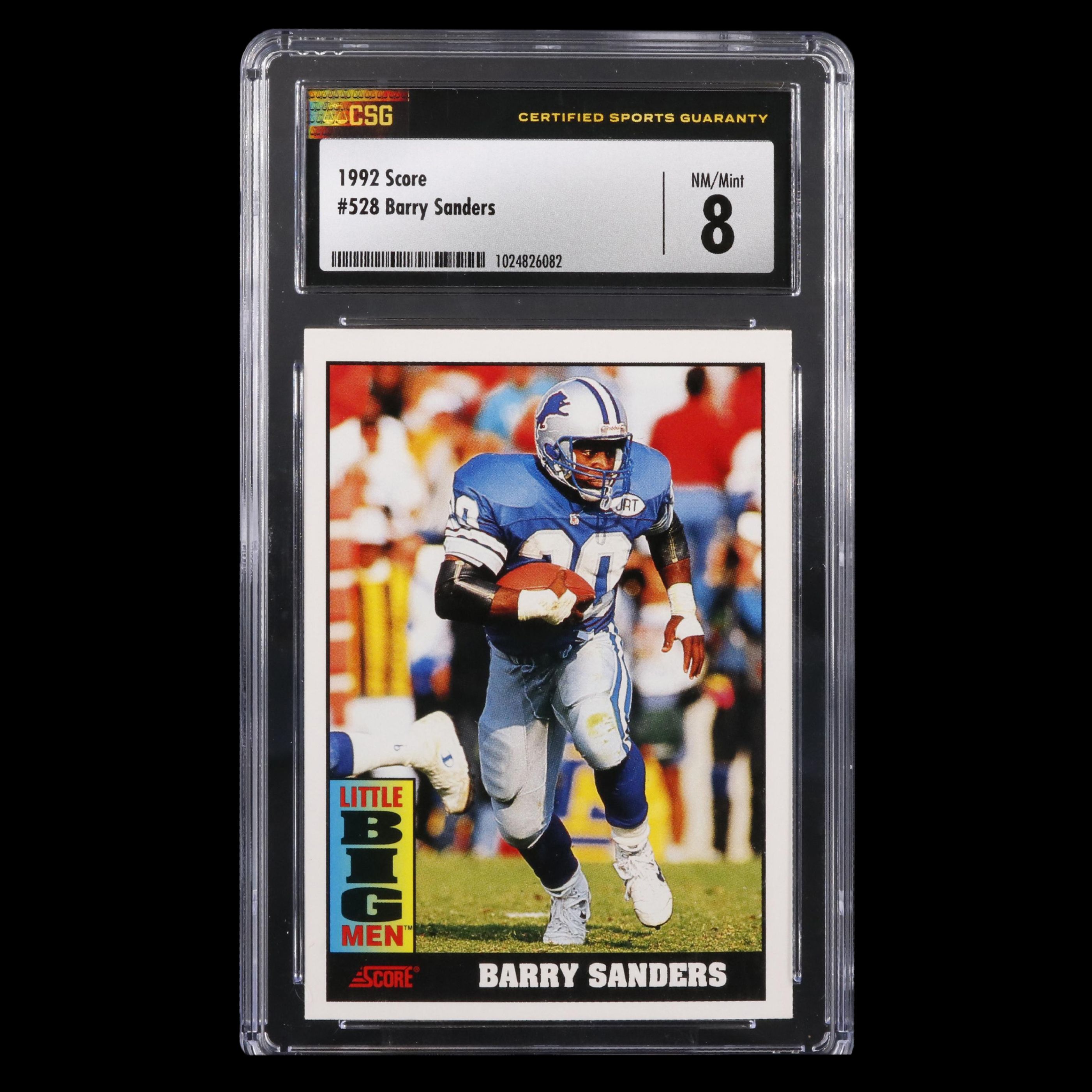 1992 Score Barry Sanders #528 Graded CSG 8 Mint Football Card