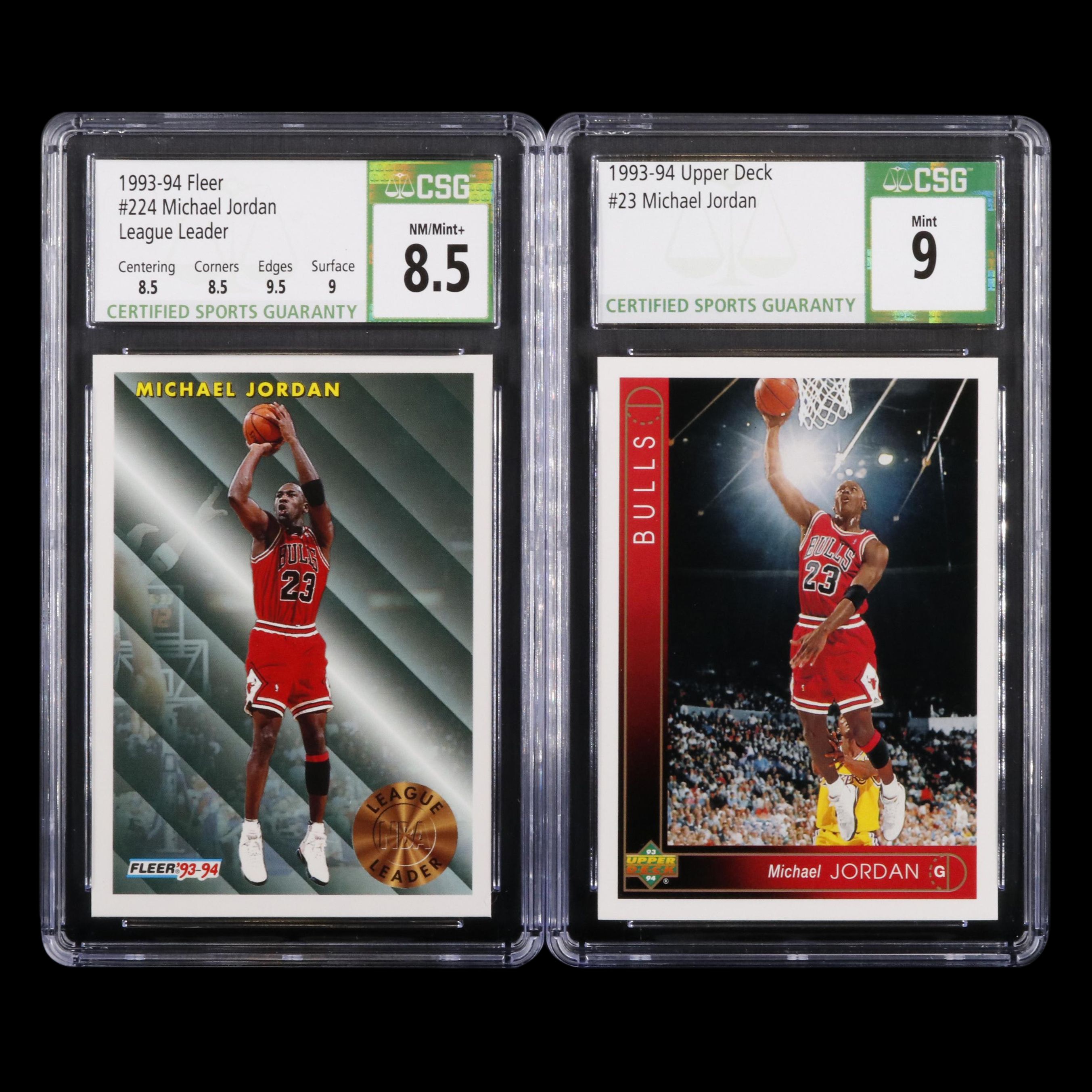 1993-94 Fleer and Upper Deck Michael Jordan Graded CSG 8.5 and 9 Cards