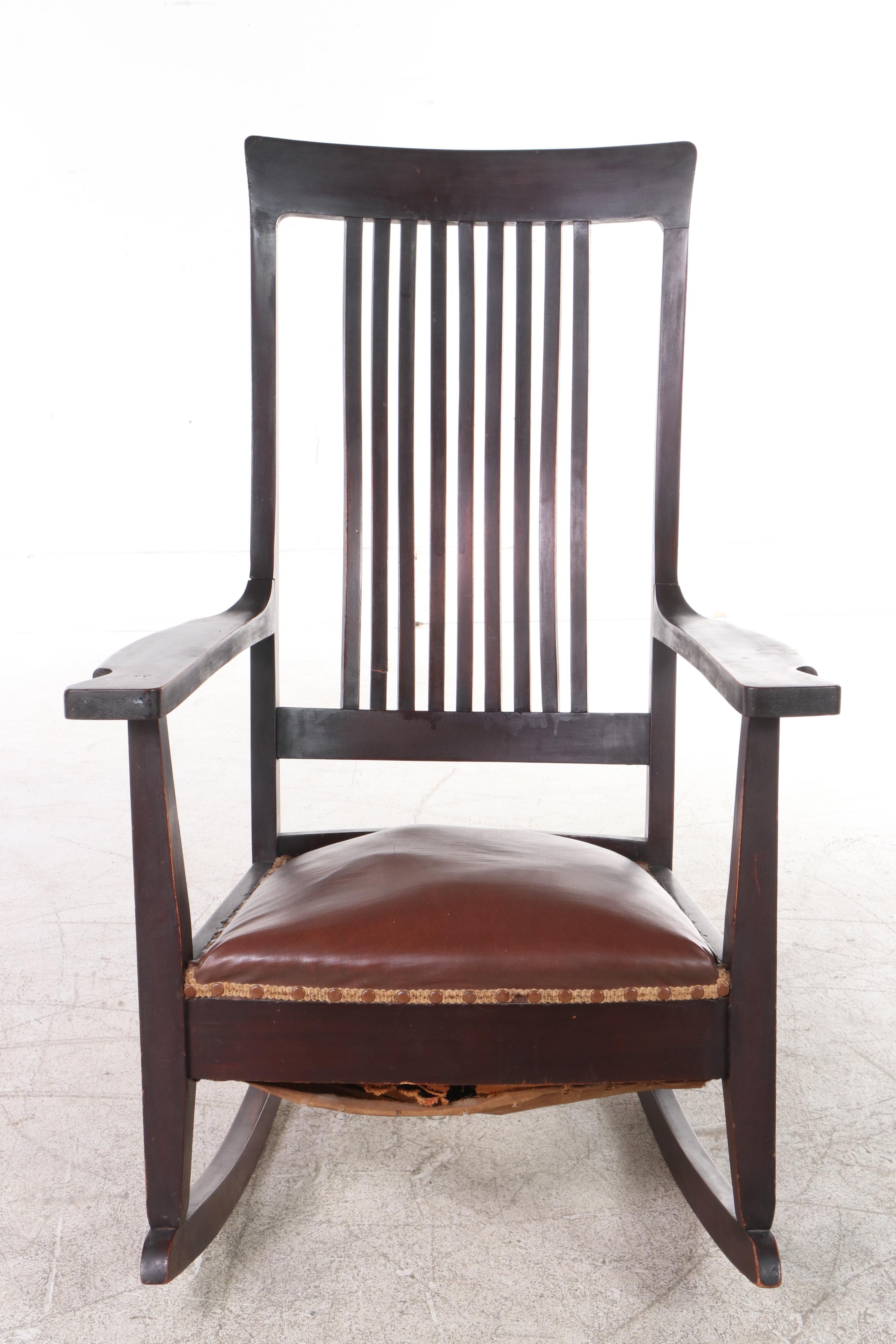 American Mahogany-Stained Birch Rocker, Early 20th Century