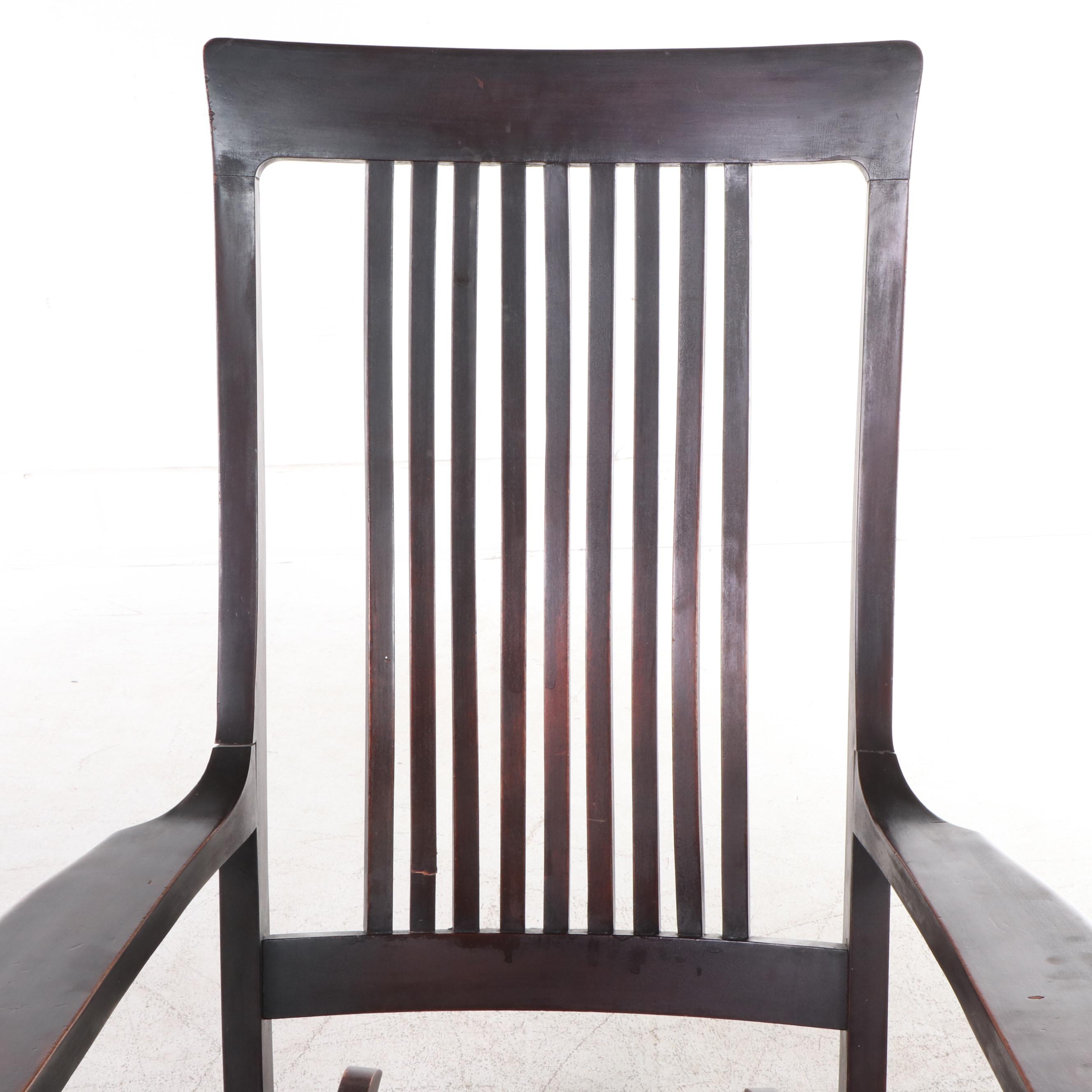 American Mahogany-Stained Birch Rocker, Early 20th Century