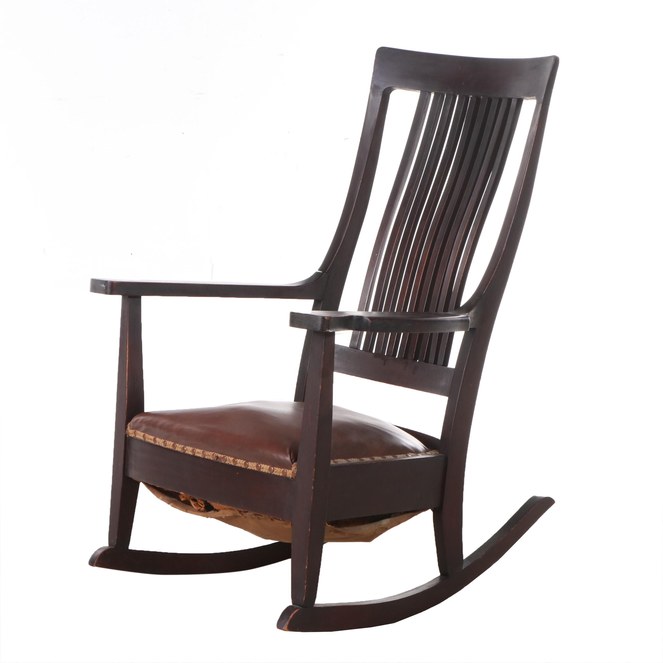 American Mahogany-Stained Birch Rocker, Early 20th Century