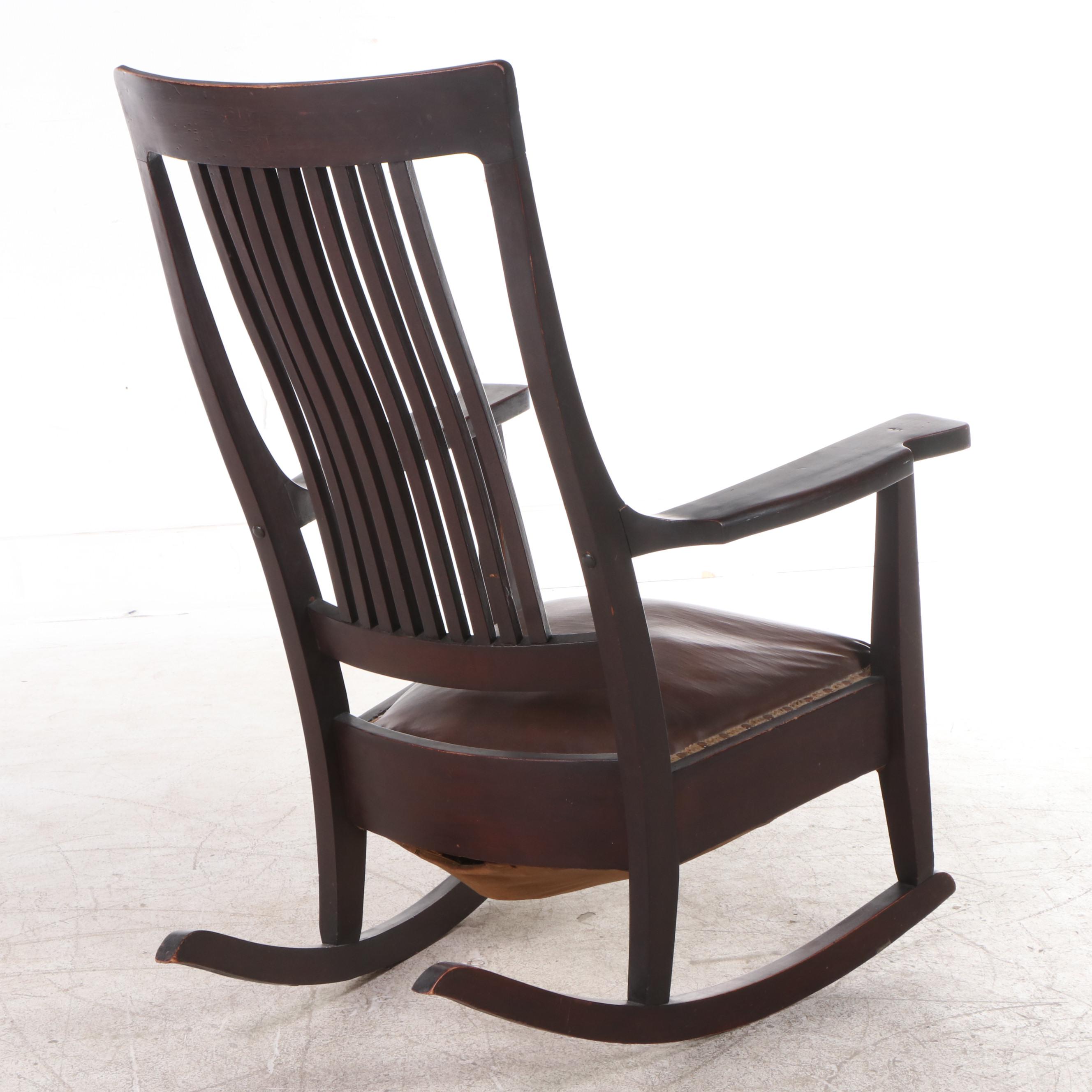 American Mahogany-Stained Birch Rocker, Early 20th Century