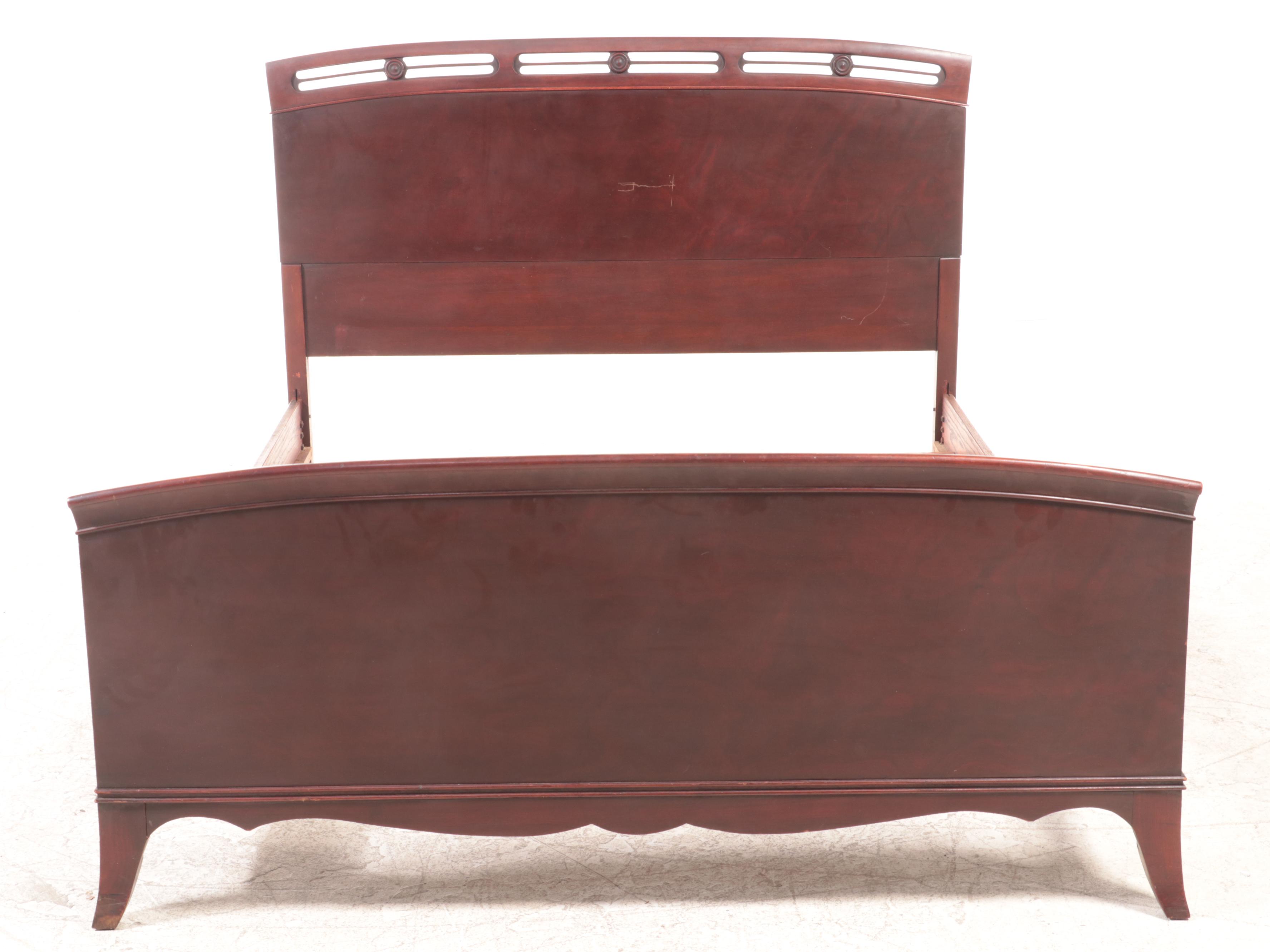 Hepplewhite Style Mahogany Full-Size Bed Frame, Mid-20th Century