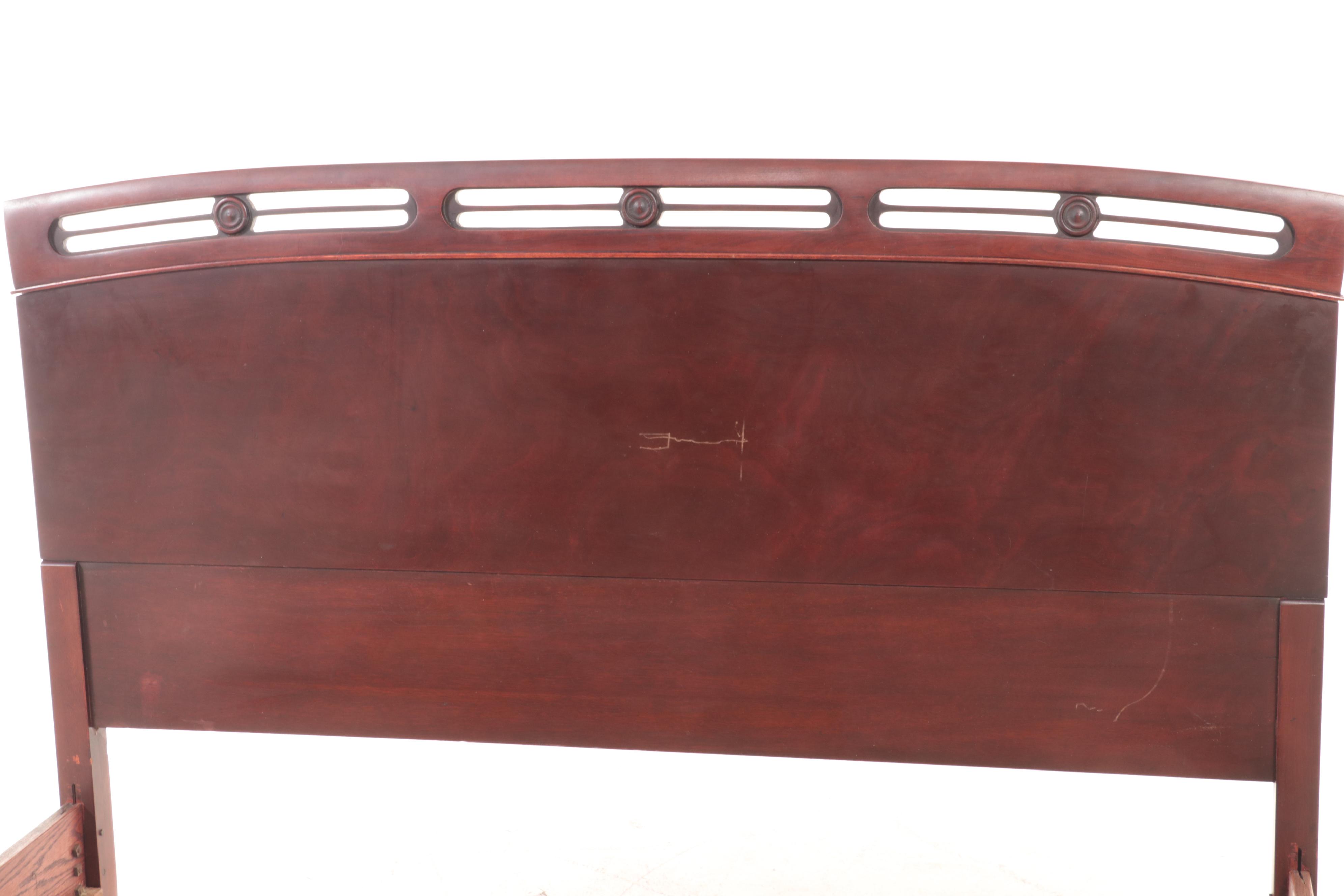 Hepplewhite Style Mahogany Full-Size Bed Frame, Mid-20th Century