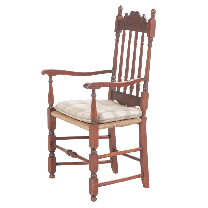 William and Mary Style Maple Banister-Back Armchair, 20th Century