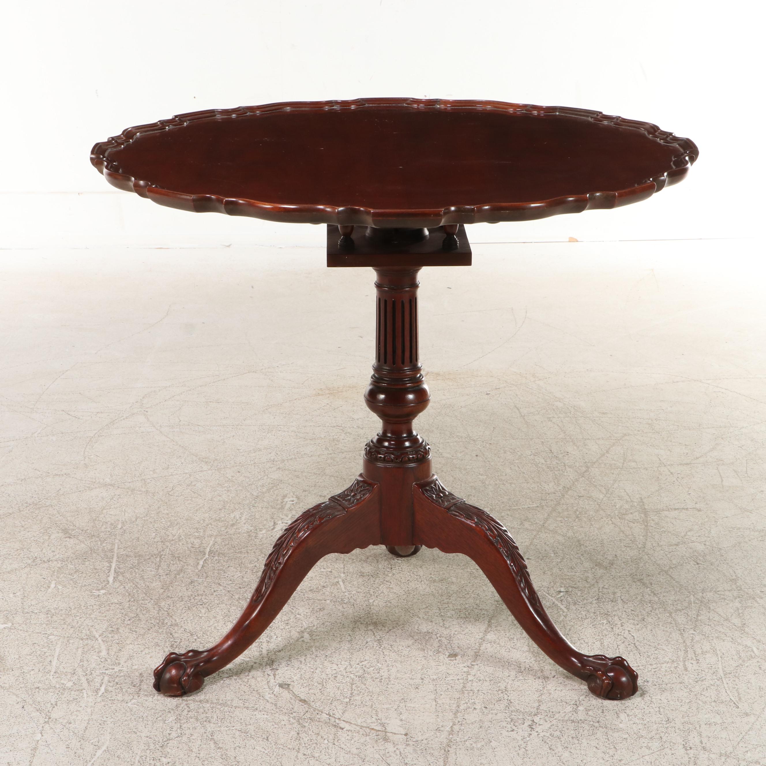 Baker "Historic Charleston" Chippendale Style Mahogany Birdcage-Action Tea Table