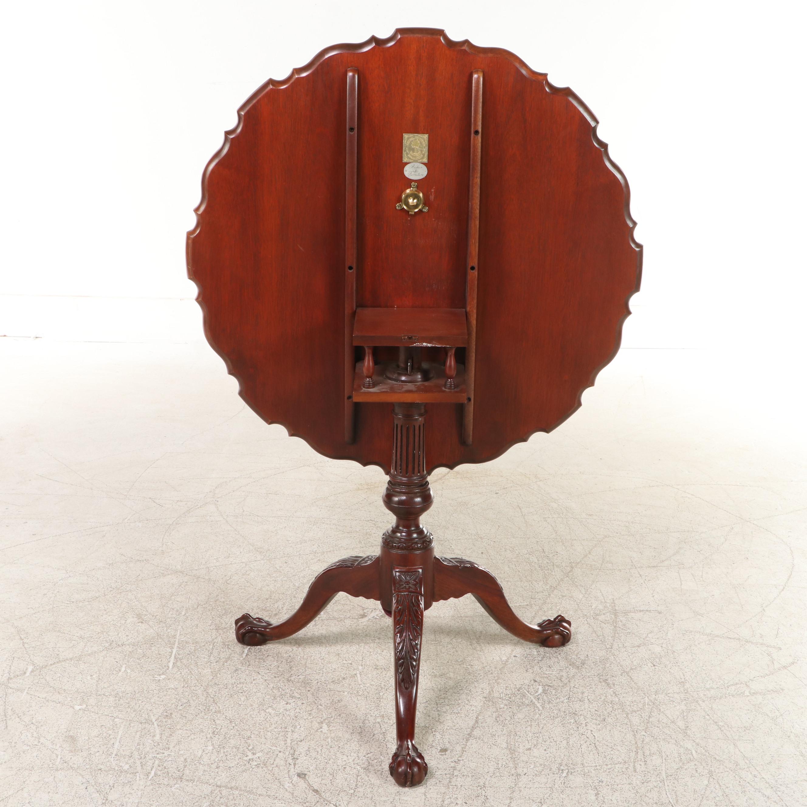 Baker "Historic Charleston" Chippendale Style Mahogany Birdcage-Action Tea Table