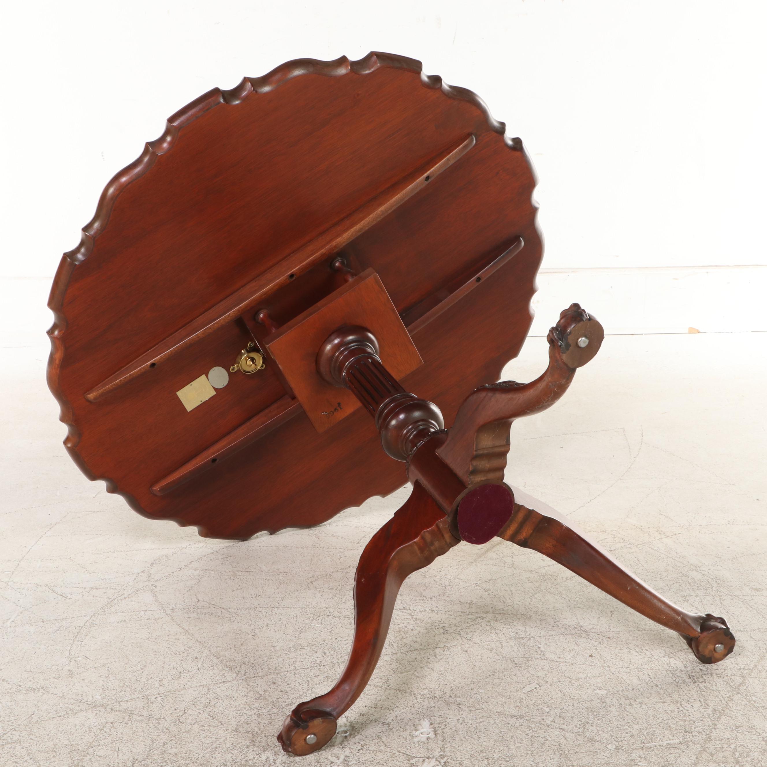 Baker "Historic Charleston" Chippendale Style Mahogany Birdcage-Action Tea Table