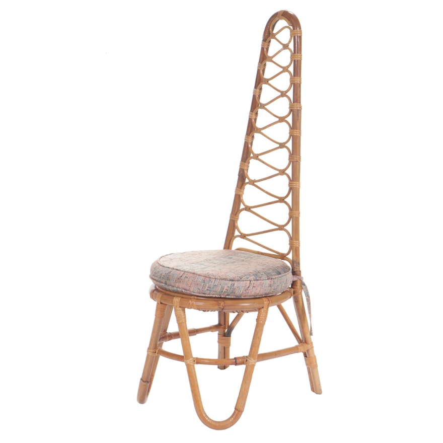 Mid Century Modern Rattan High-Back Side Chair