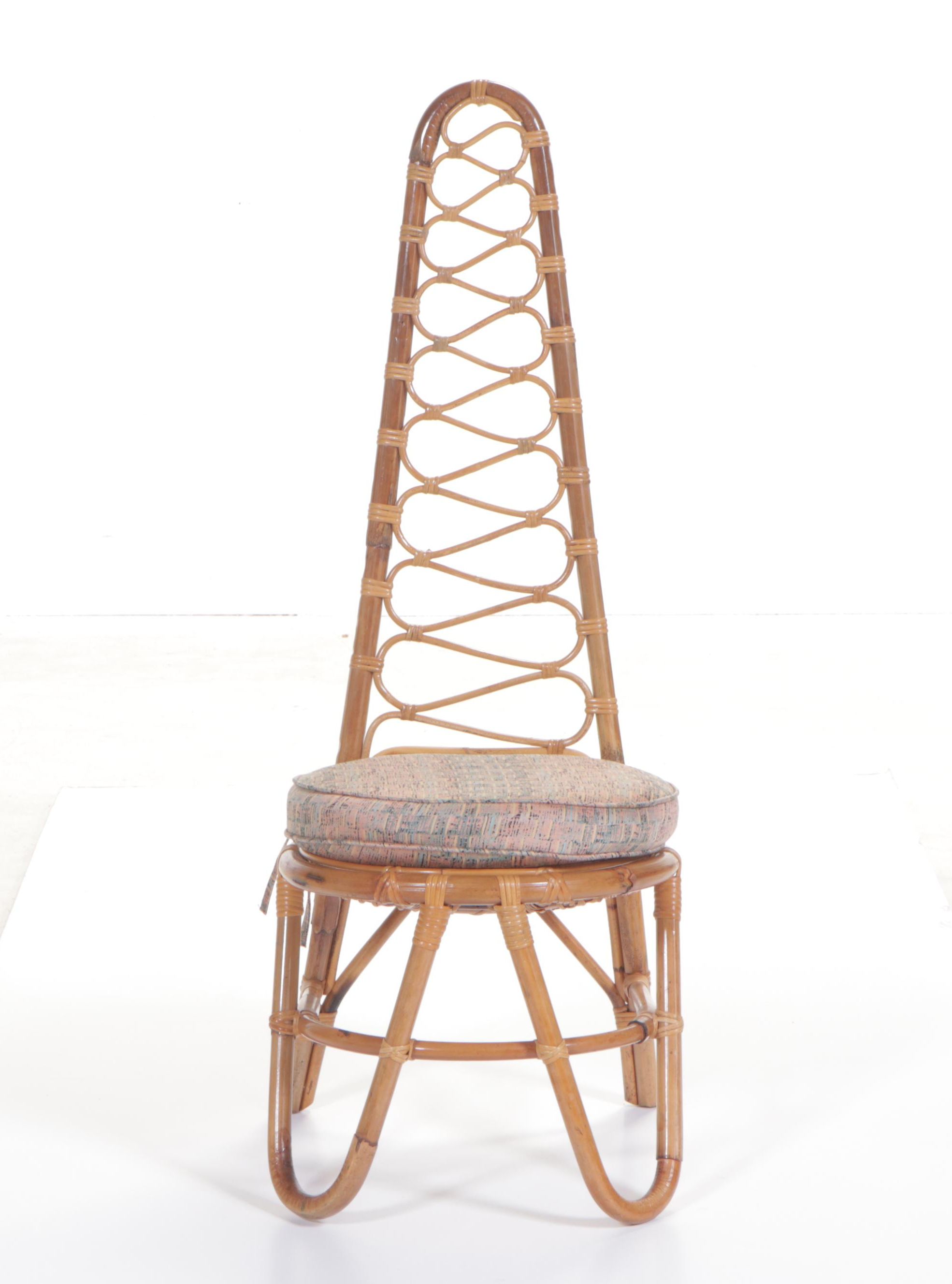 Mid Century Modern Rattan High-Back Side Chair