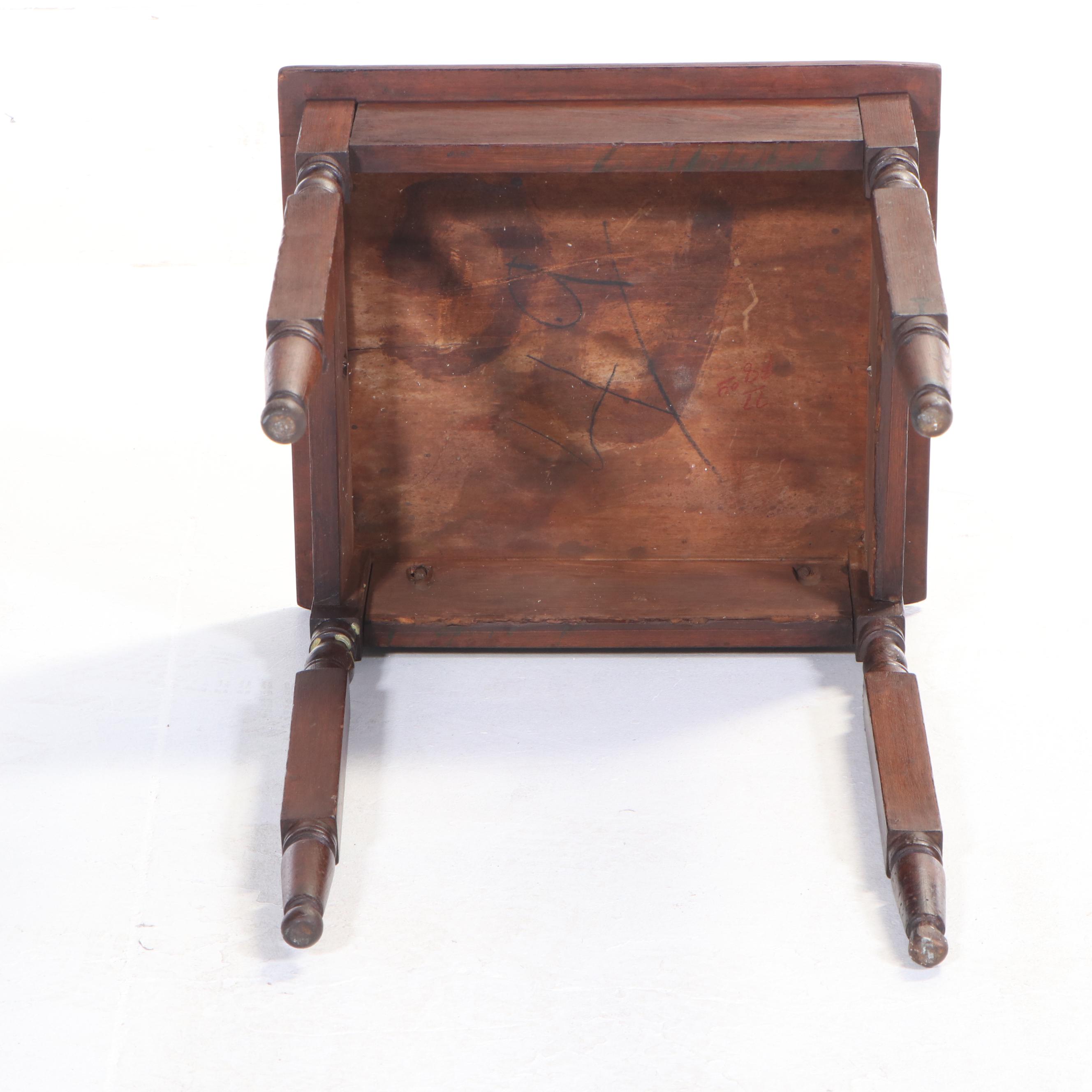 American Primitive Walnut-Stained Side Table, 19th Century