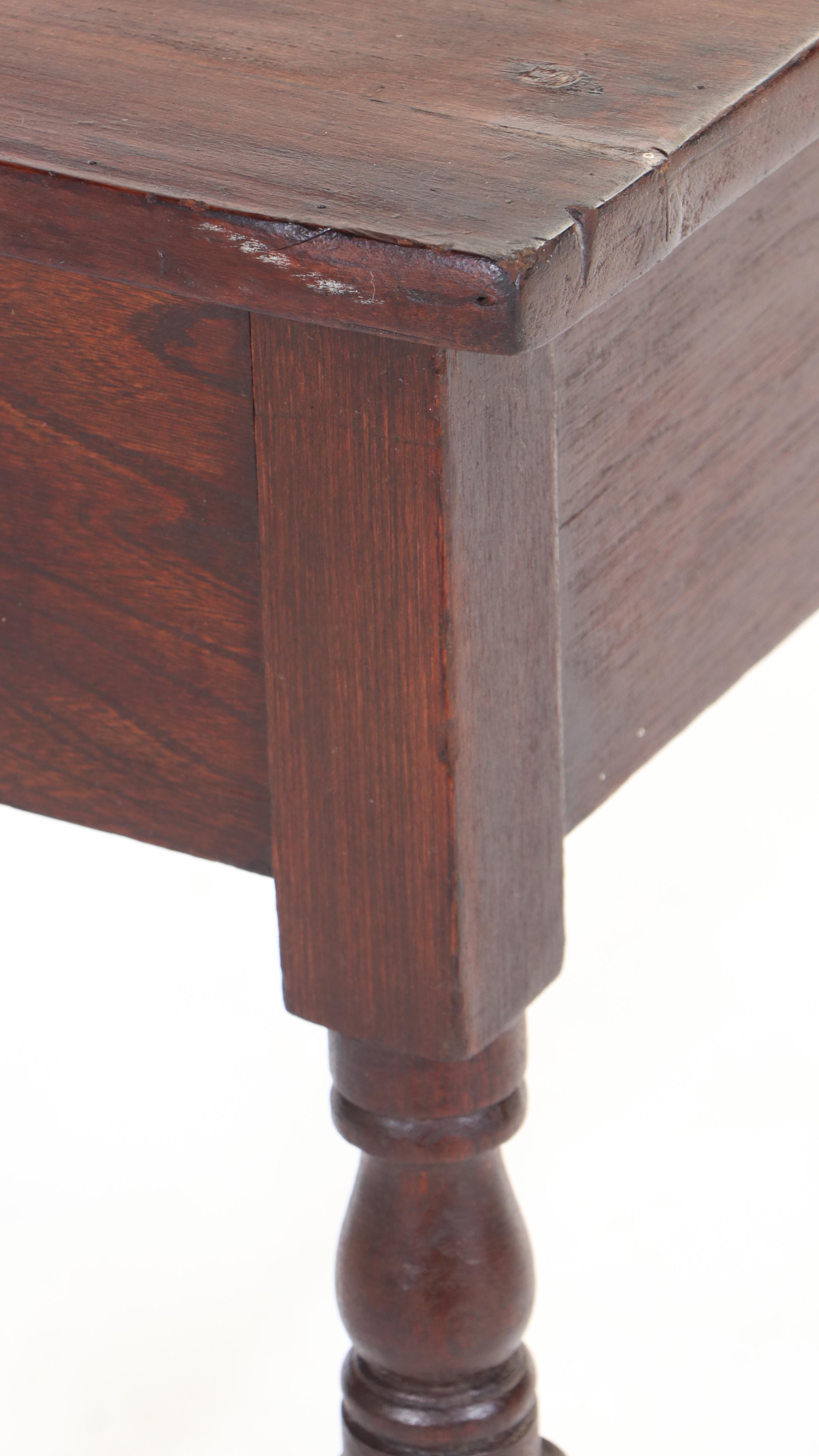 American Primitive Walnut-Stained Side Table, 19th Century