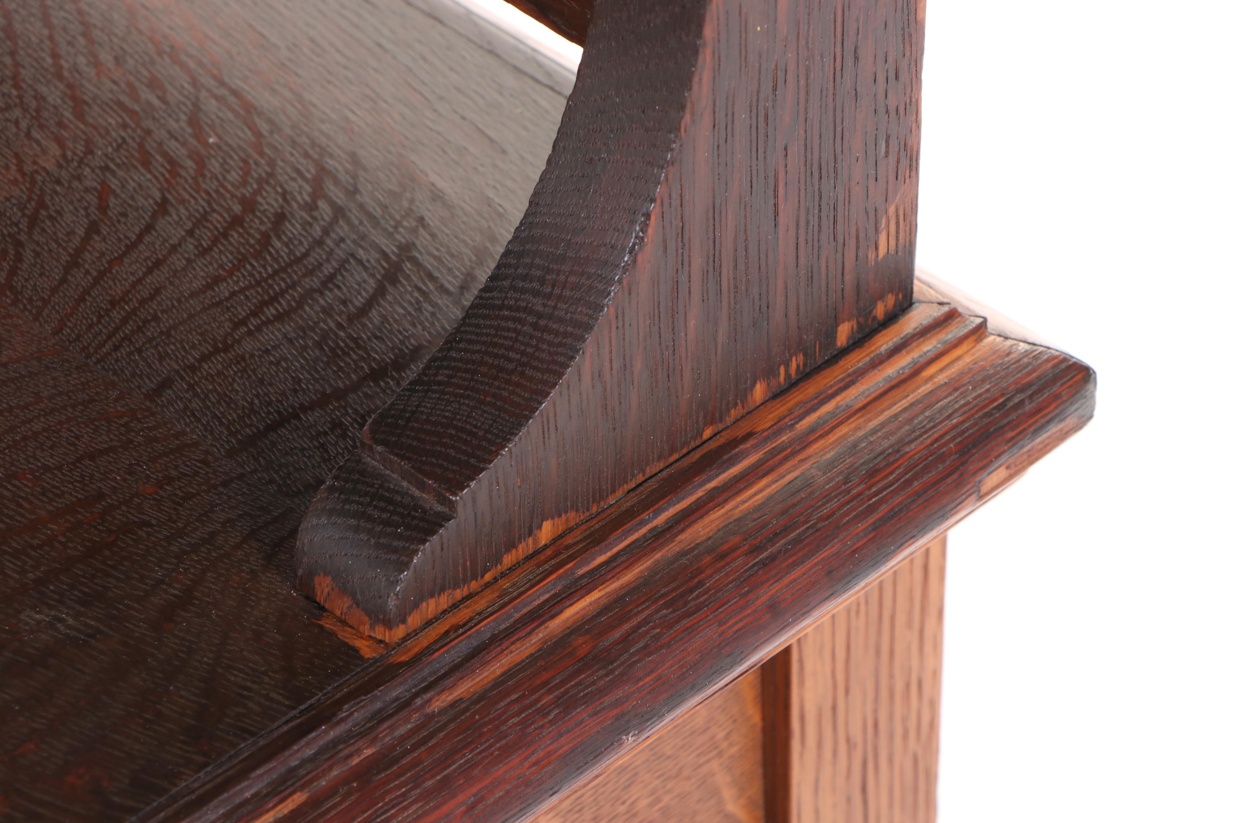 Arts and Crafts Quartersawn Oak Dressing Table Plus Colonial Revival Caned Bench