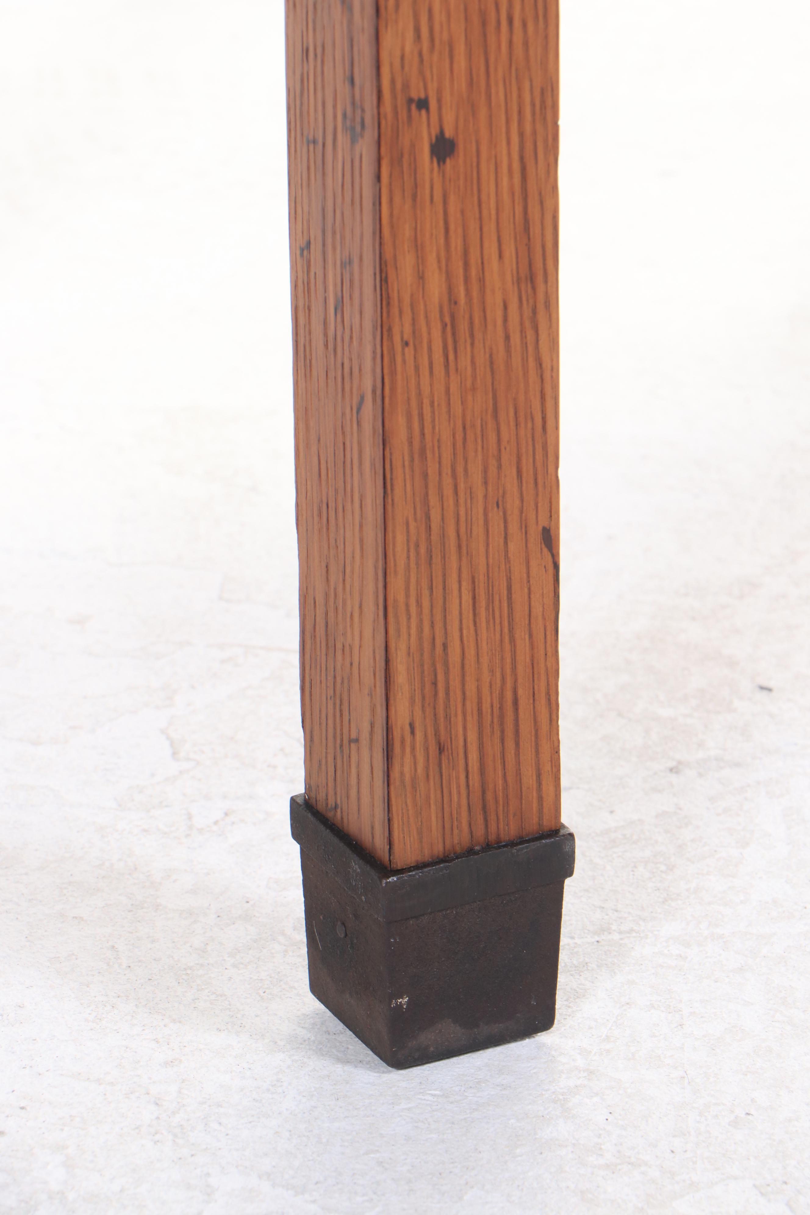 Arts and Crafts Quartersawn Oak Dressing Table Plus Colonial Revival Caned Bench