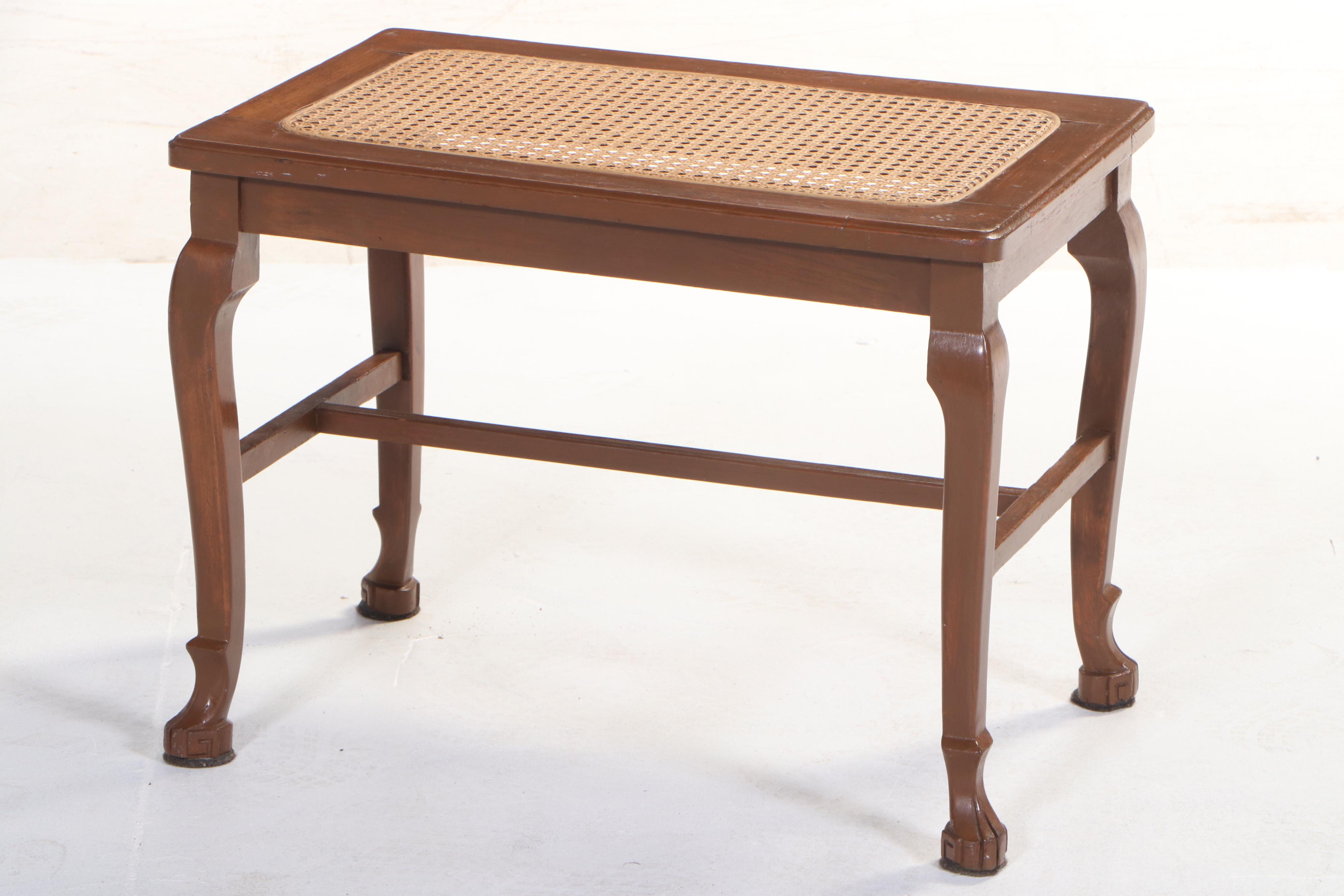 Arts and Crafts Quartersawn Oak Dressing Table Plus Colonial Revival Caned Bench