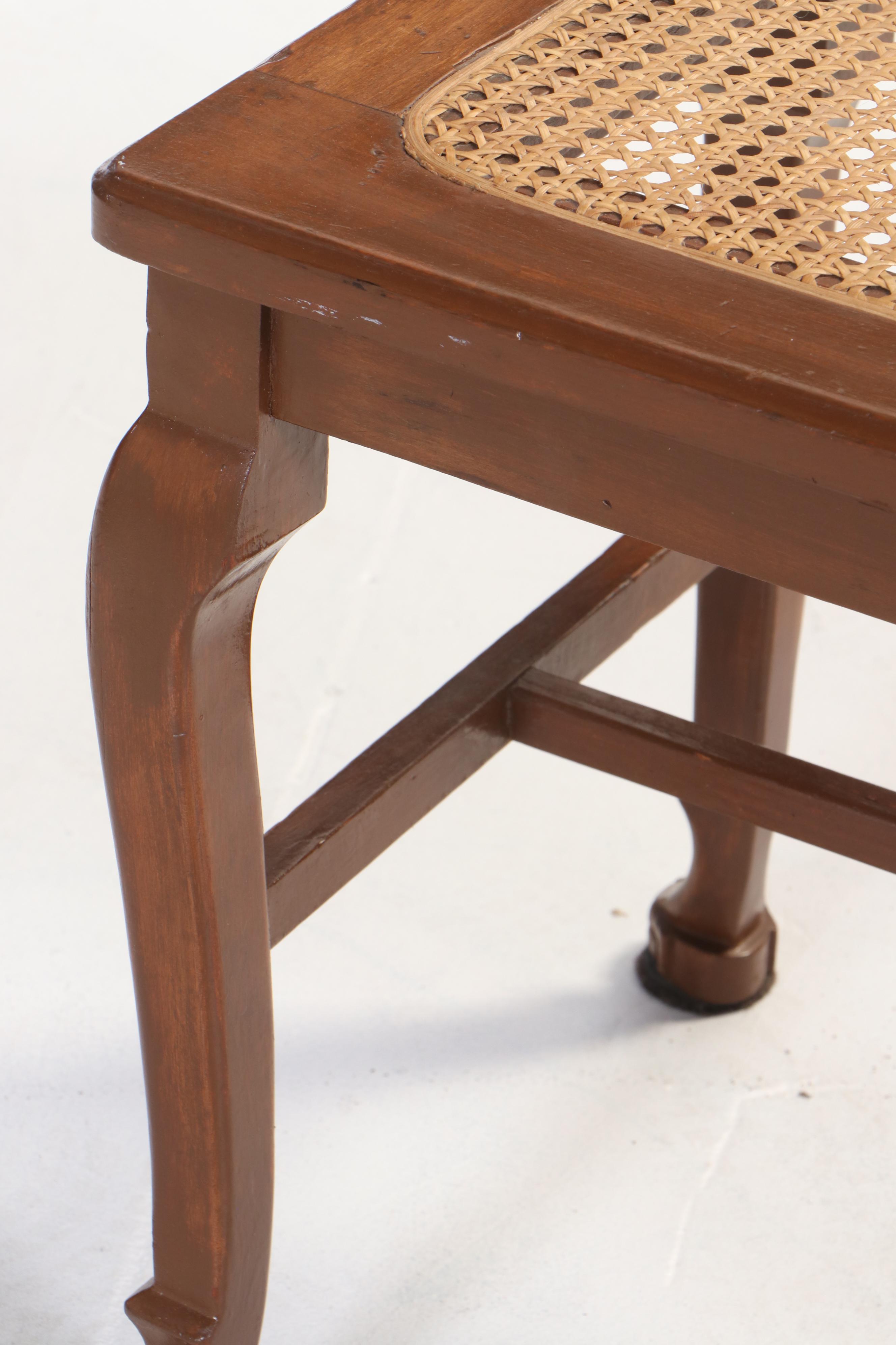 Arts and Crafts Quartersawn Oak Dressing Table Plus Colonial Revival Caned Bench