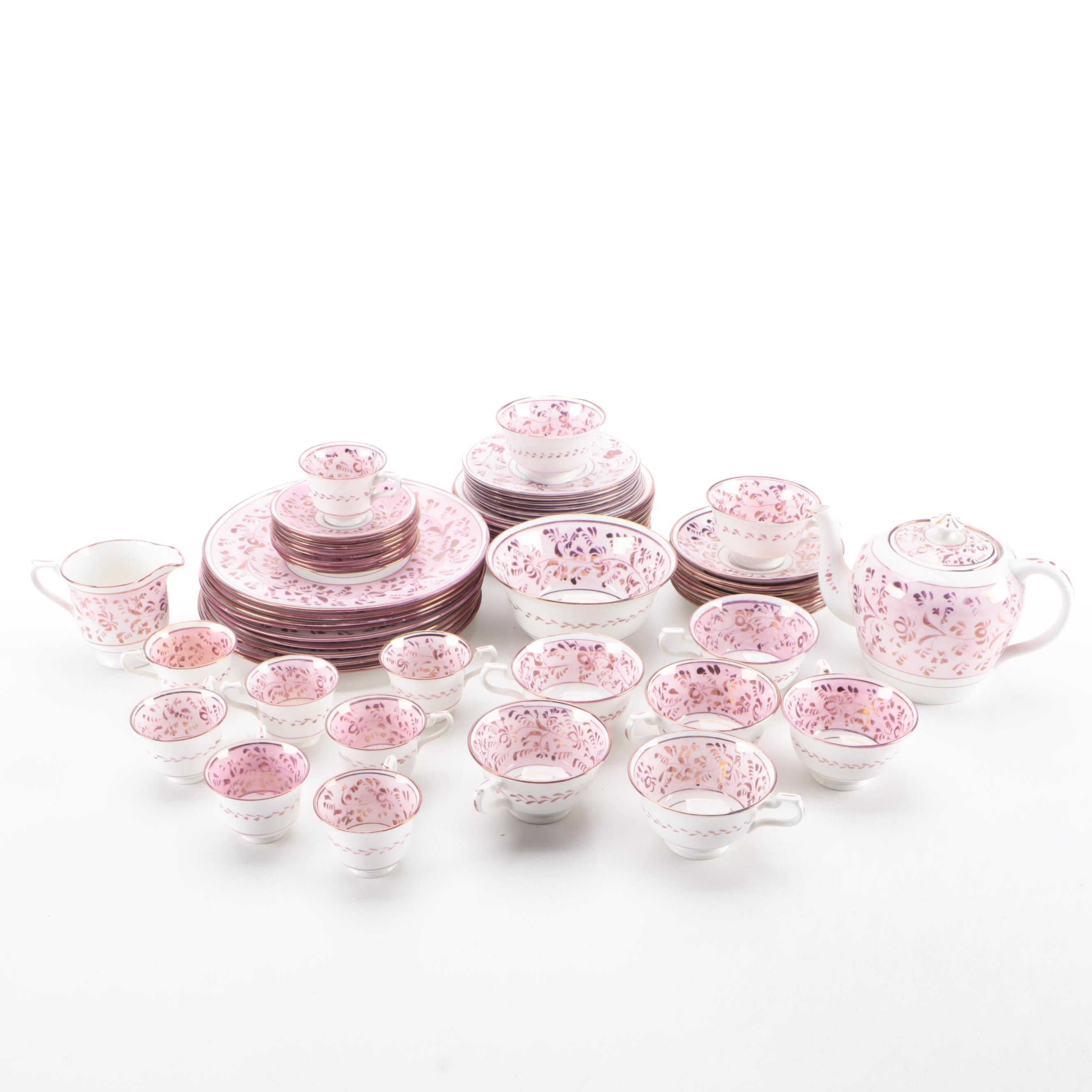 Allertons Gilt and Pink Floral English Porcelain Serveware