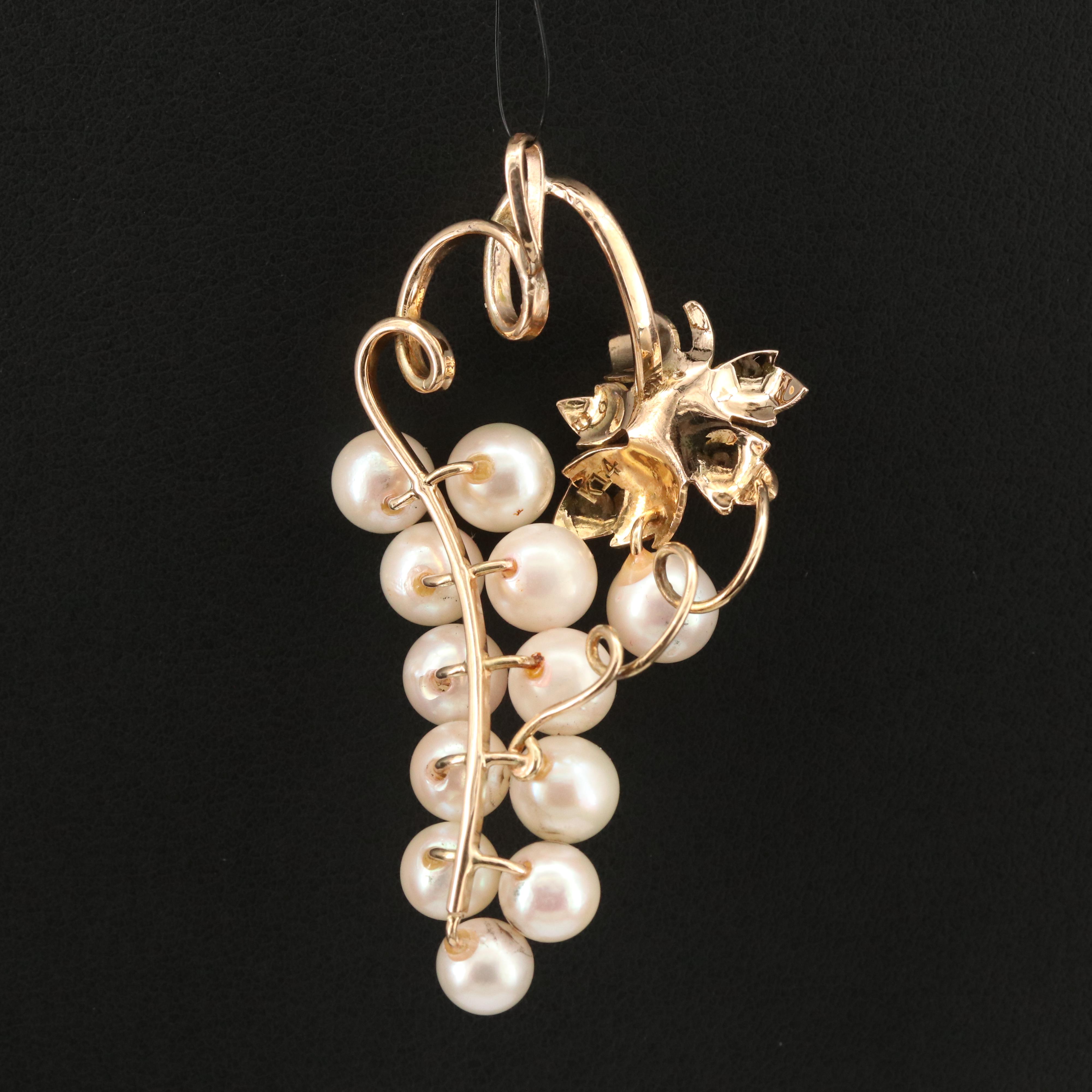 14K Pearl Grape Cluster Pendant