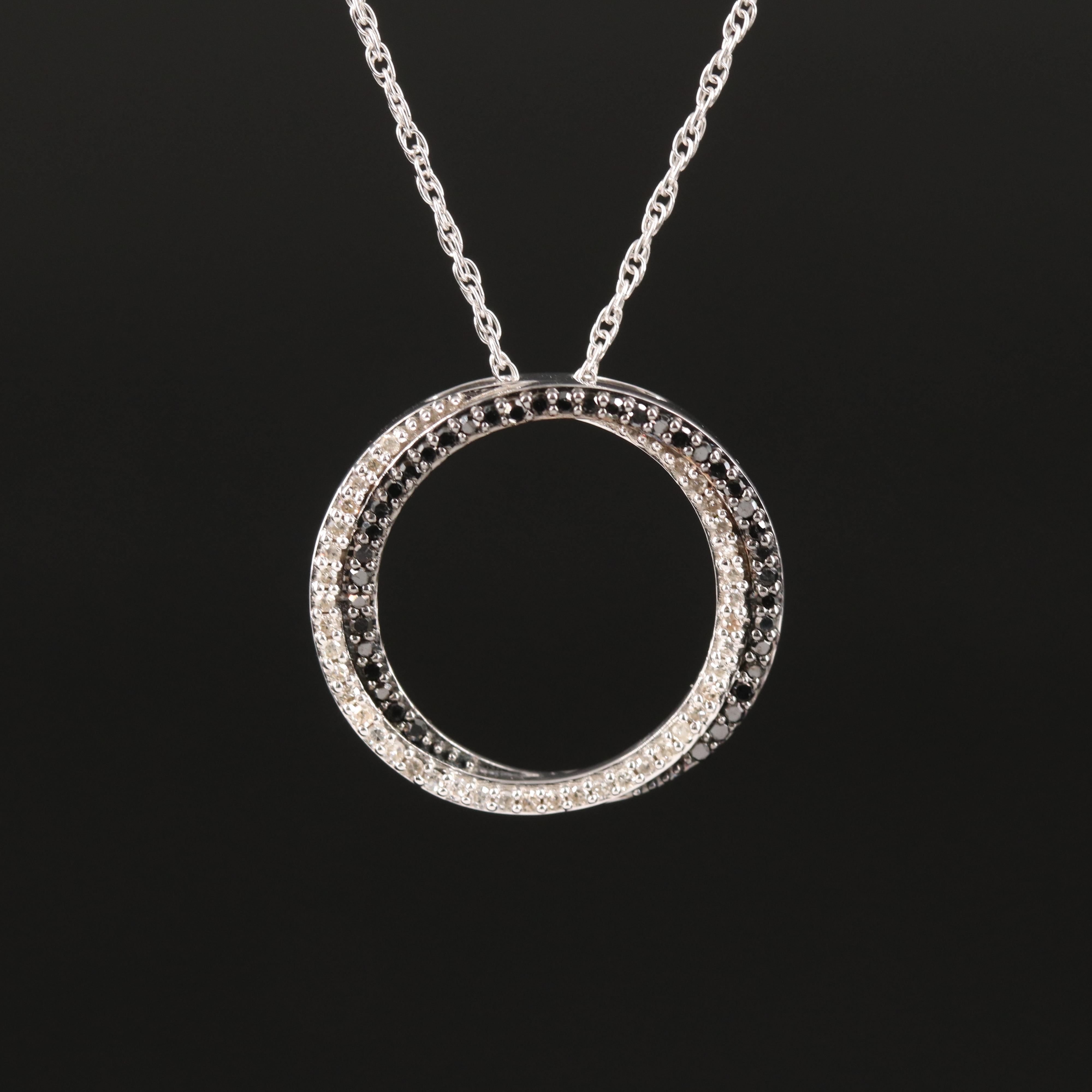 Sterling Diamond Circle Pendant Necklace