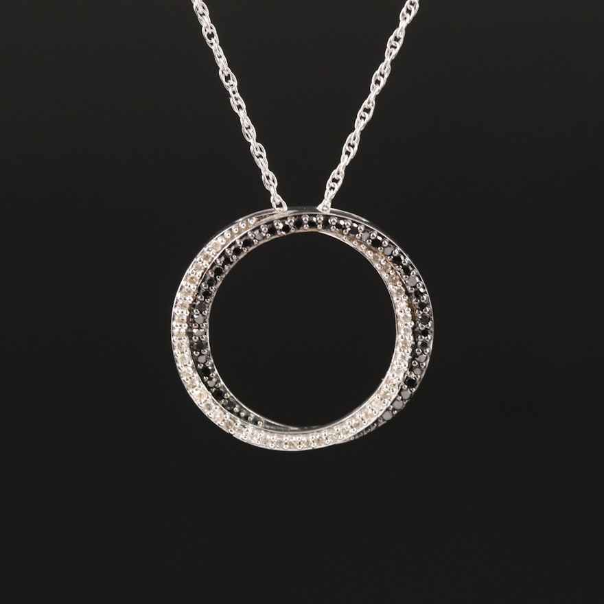 Sterling Diamond Circle Pendant Necklace