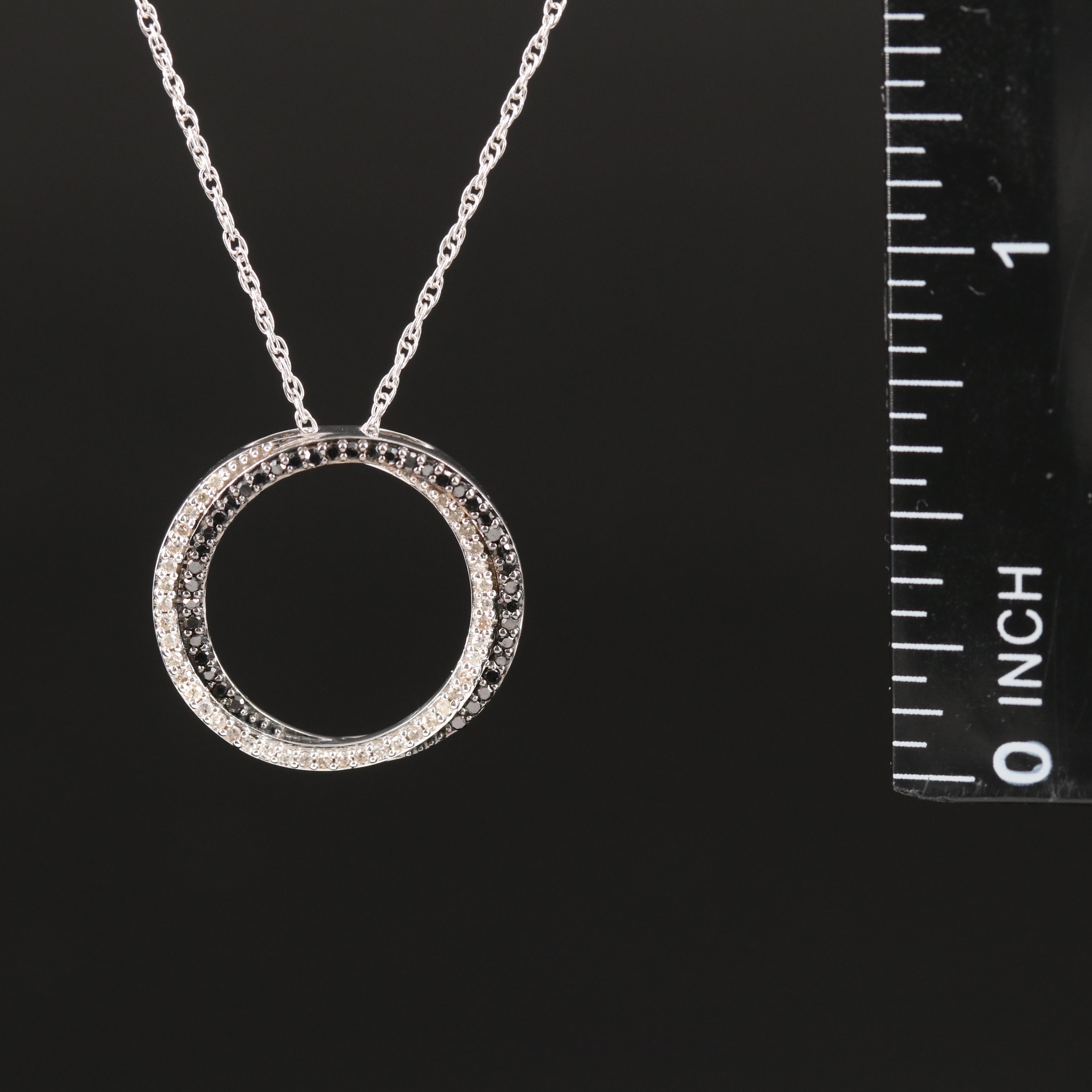 Sterling Diamond Circle Pendant Necklace