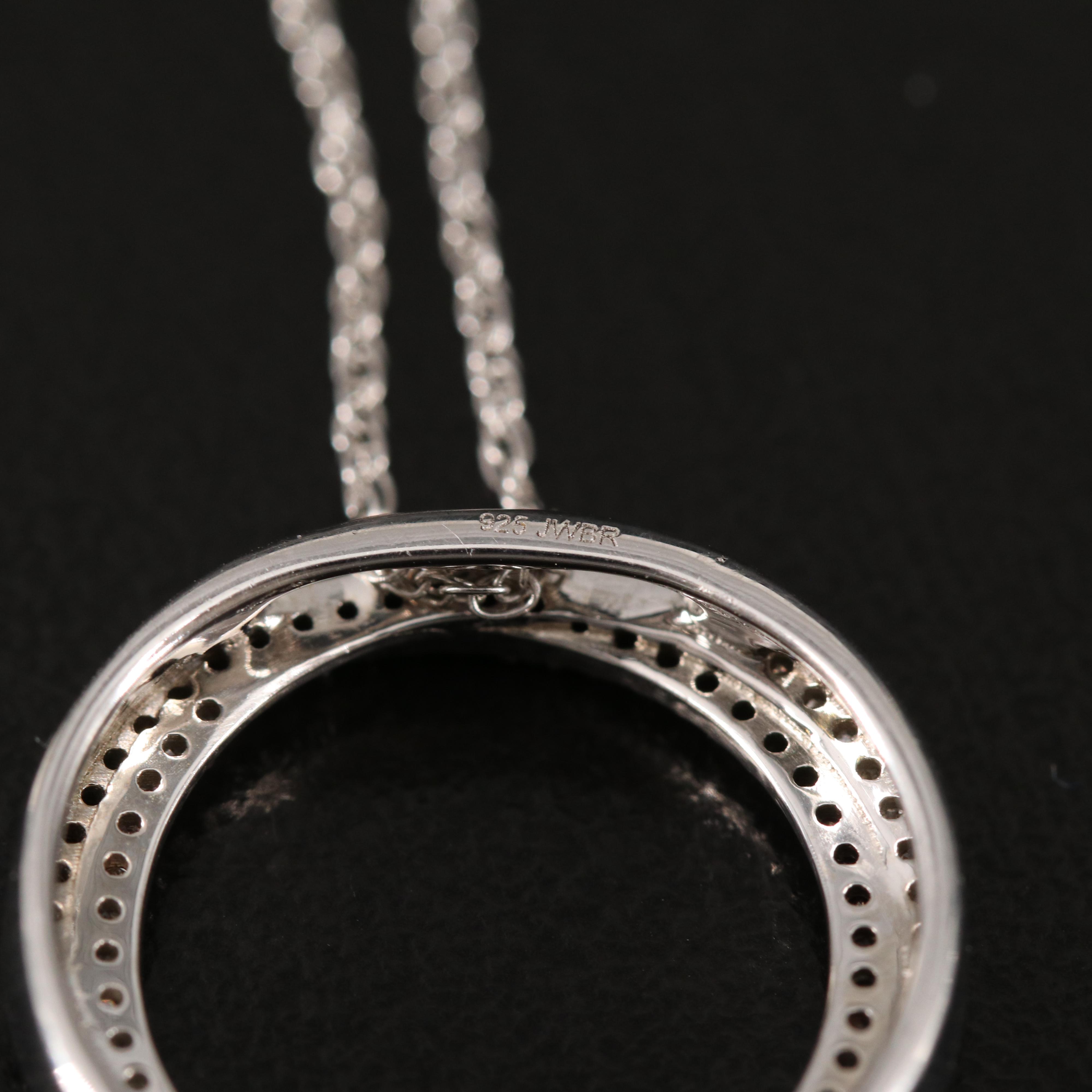 Sterling Diamond Circle Pendant Necklace